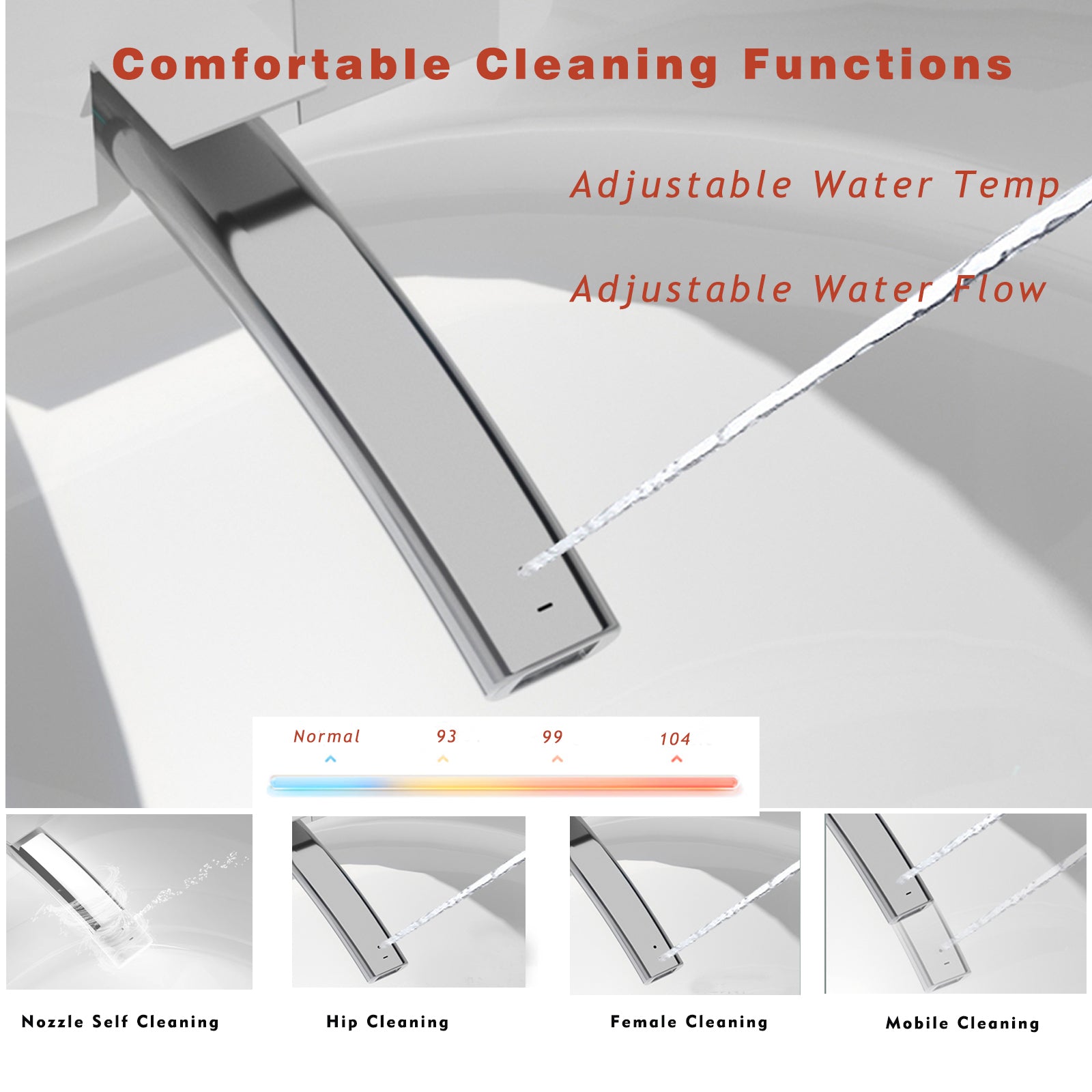 Smart Toilet One-Piece Gray Bidet Auto Lid Heated Seat Night Light 1.28 GPF
