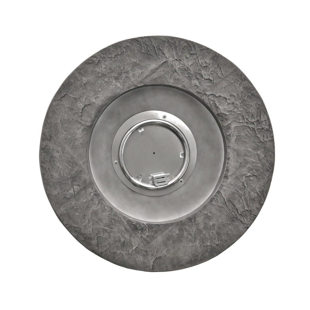 Transitional Outdoor 32 Inch Round MGO Propane Fire Pit Table, Stone Gray
