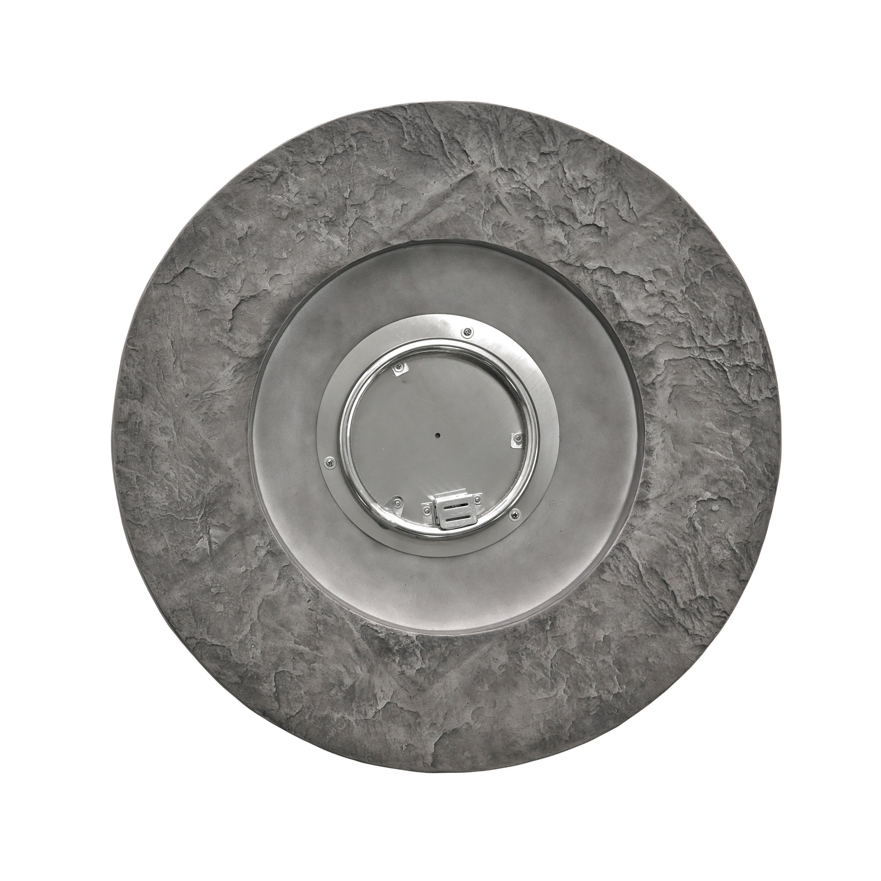Transitional Outdoor 32 Inch Round MGO Propane Fire Pit Table, Stone Gray
