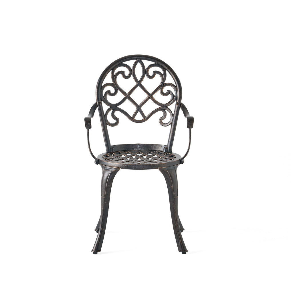 Outdoor Bistro Set Cast Aluminum Copper 3 Piece Ice Bucket Table 2 Chairs