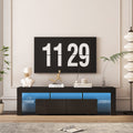 TV Stand LED High Gloss Black Storage Cabinet Fits 65