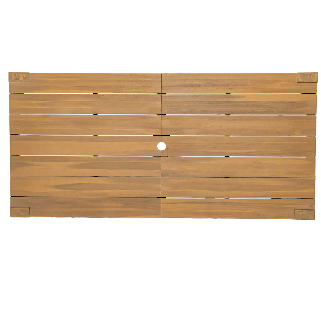 Outdoor Dining Set Acacia Wood Light Teak 7 Piece Rectangle Seats 6