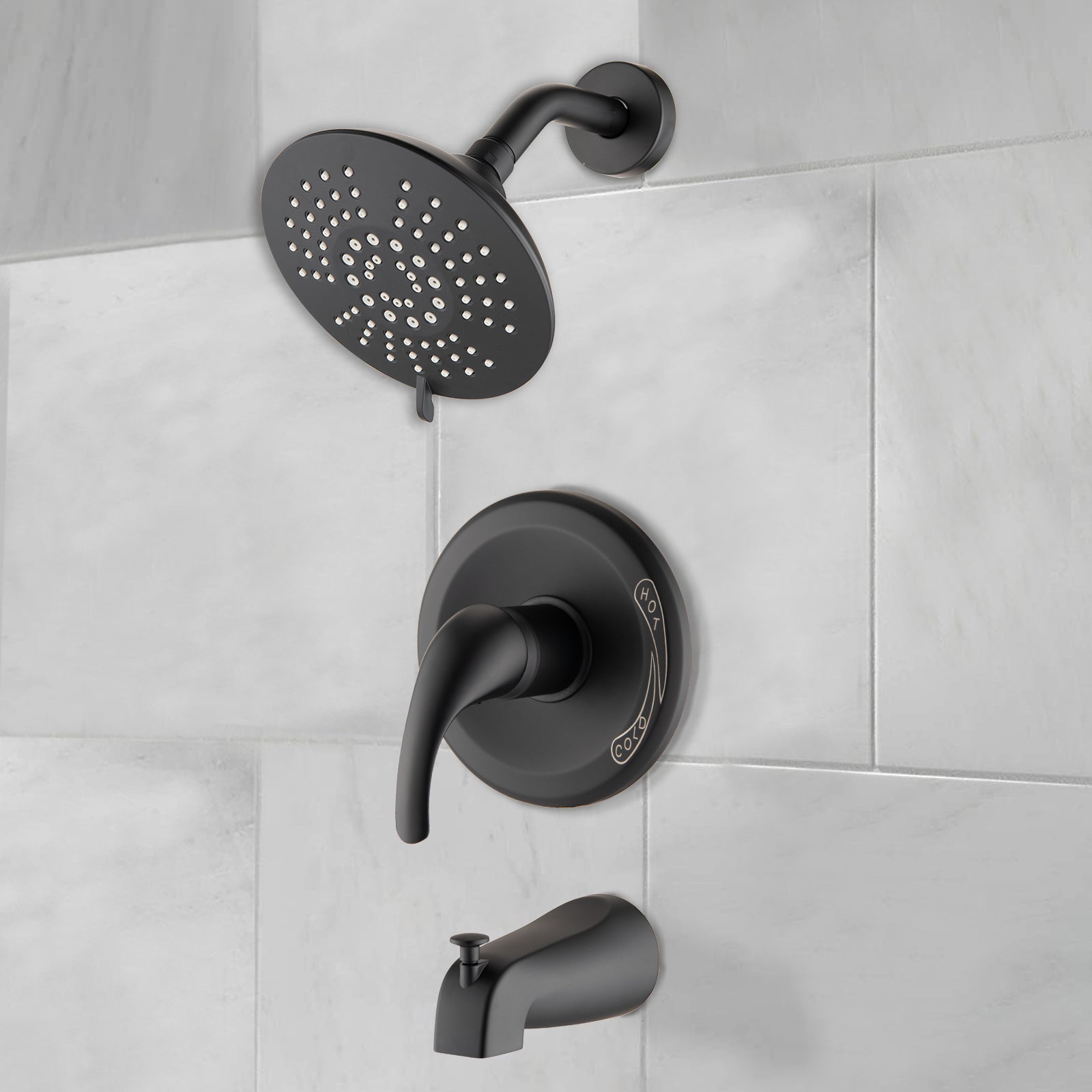 Single Handle Tub Spout and 5-functions Shower Head Set (Valve Included)