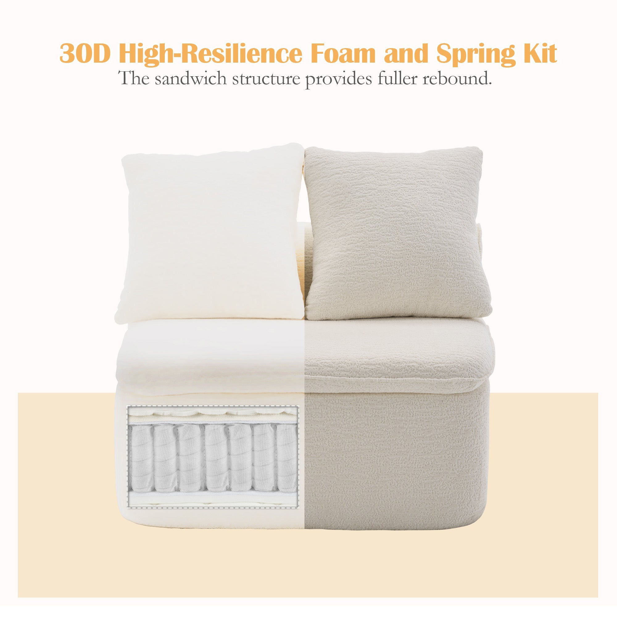 Sectional Sofa U-Shape Chenille Milk White 10 Seat Modular 128 In