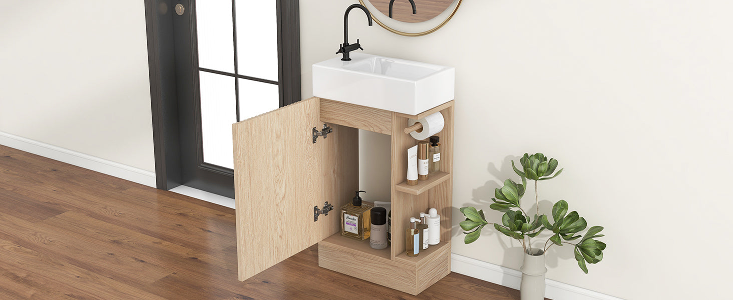 18.6' Bathroom Vanity with Sink, Bathroom Vanity Cabinet with Two-tier Shelf,...