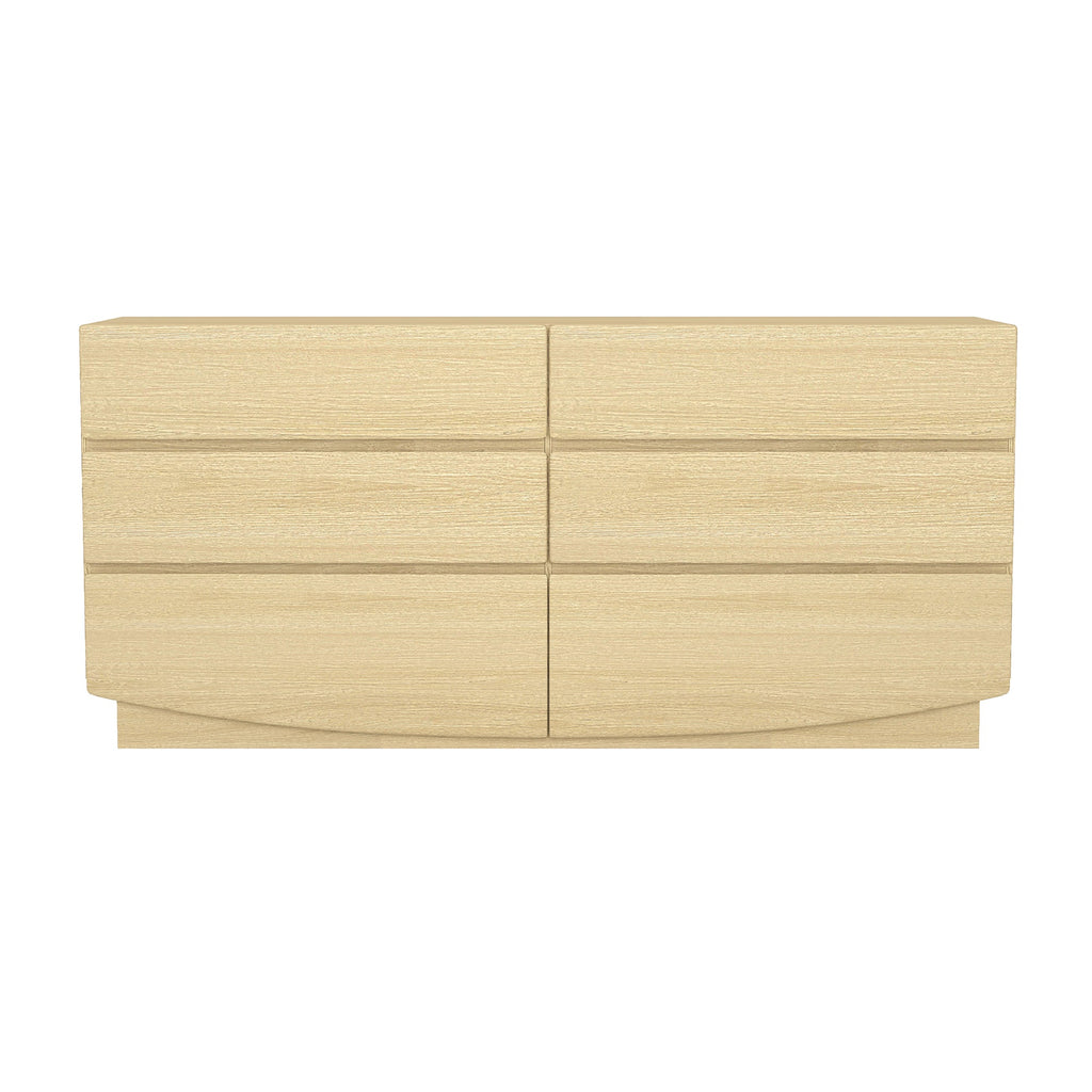 Dresser Minimalist 6-Drawer Oak MDF Handleless Wood Grain 72x20 In
