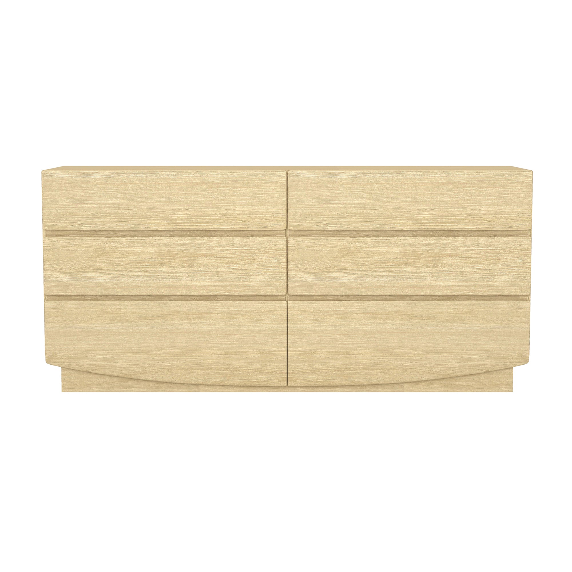 Dresser Minimalist 6-Drawer Oak MDF Handleless Wood Grain 72x20 In