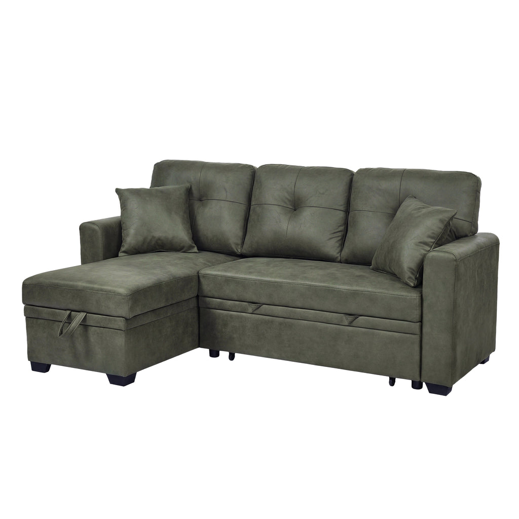 Sectional Sofa L-Shape Olive Green Sleeper 71