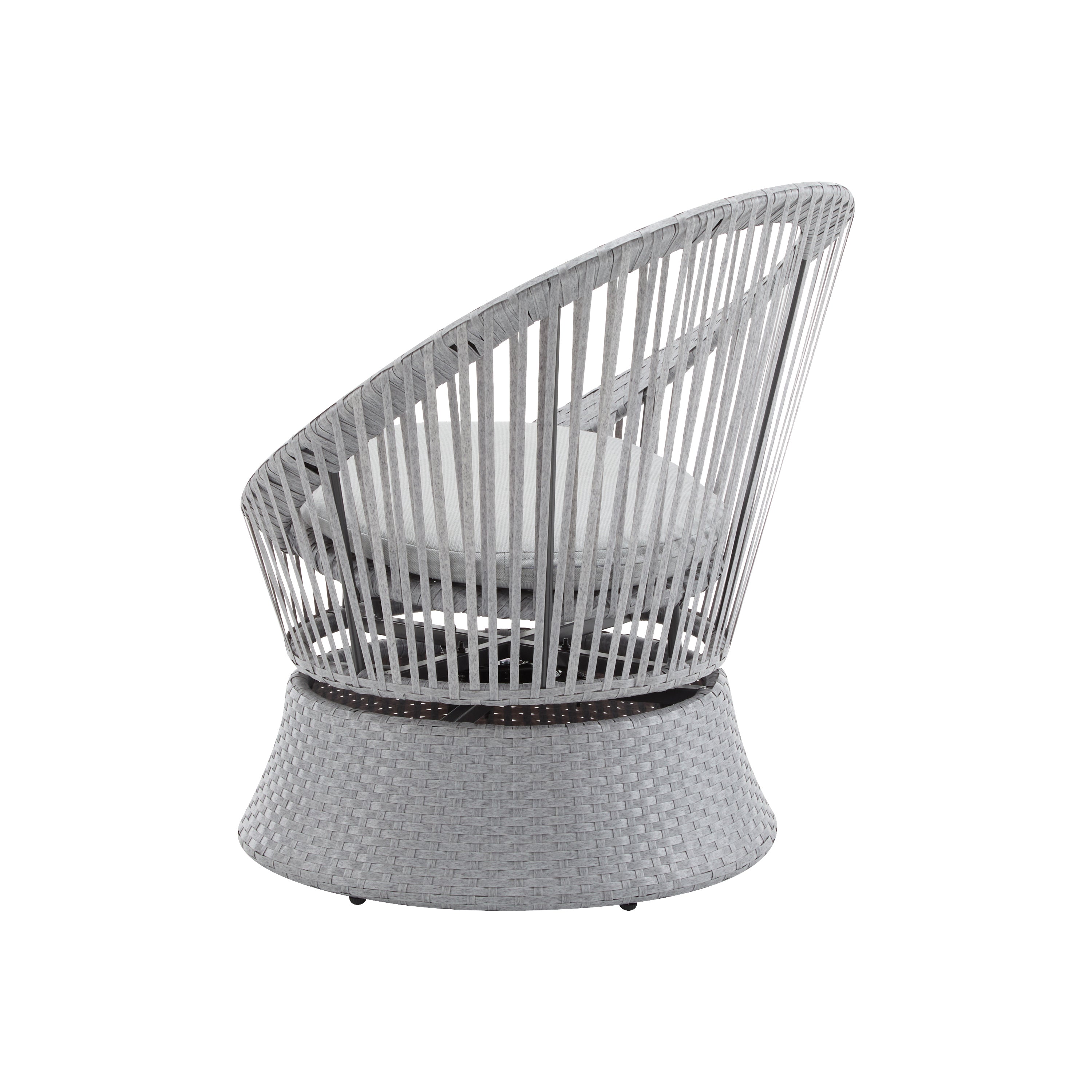Modern Silver Grey Swivel Wicker Lounge Chair Set with PE Rattan and Iron