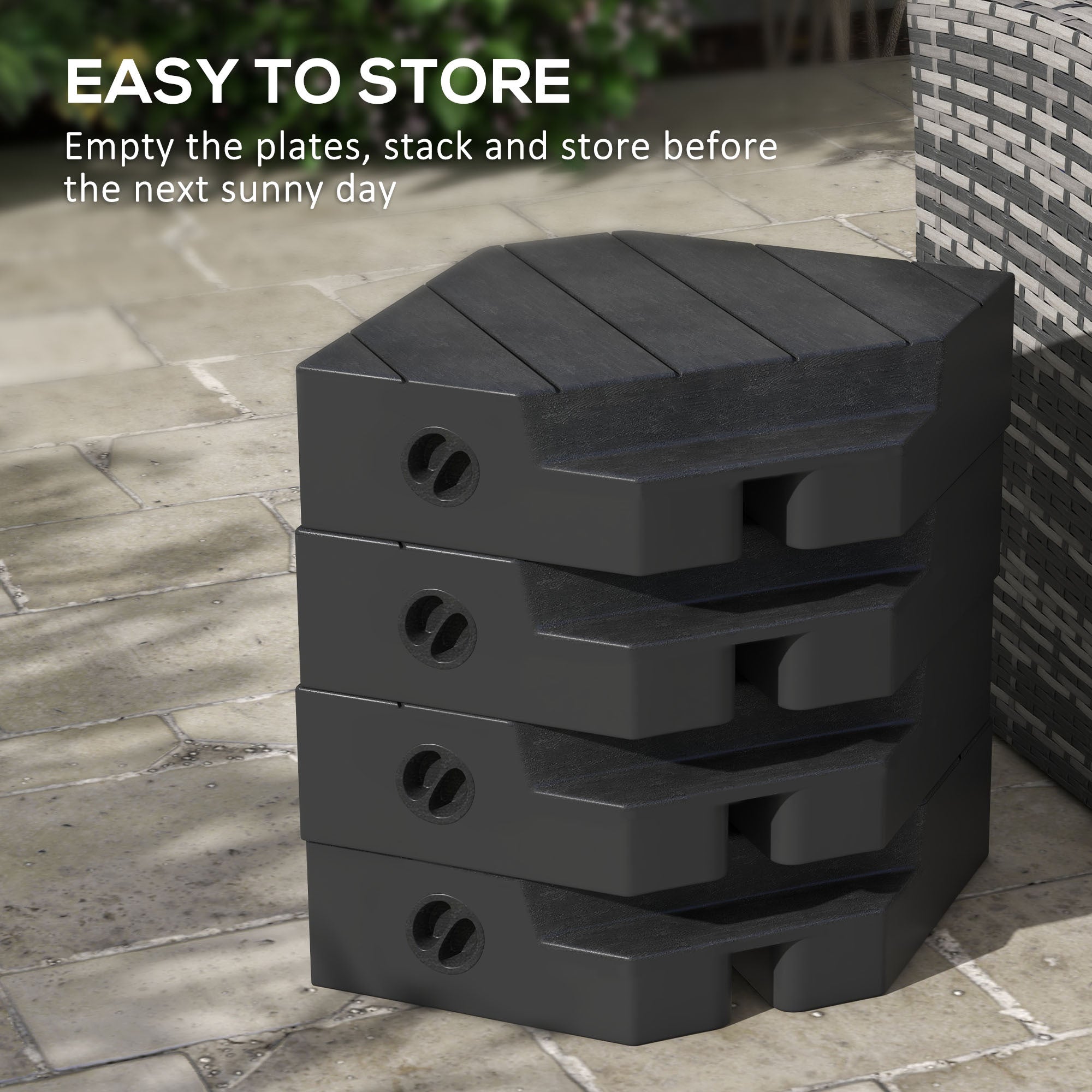 Patio Umbrella Base Cantilever Fillable HDPE 4 Piece 176 LB Wood Grain