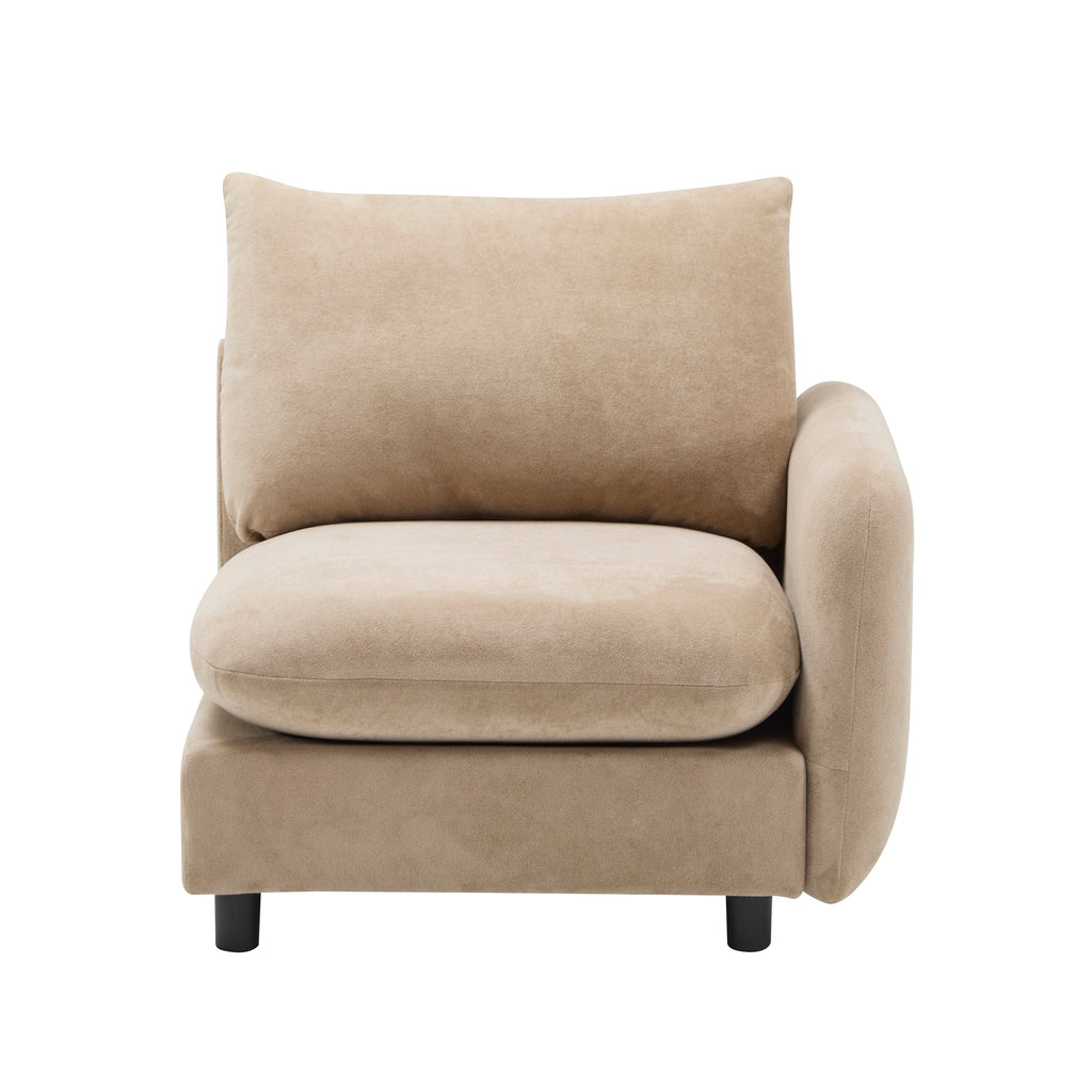 Sectional Sofa Modular Velvet Camel 5 Seat 99 In Eucalyptus Frame