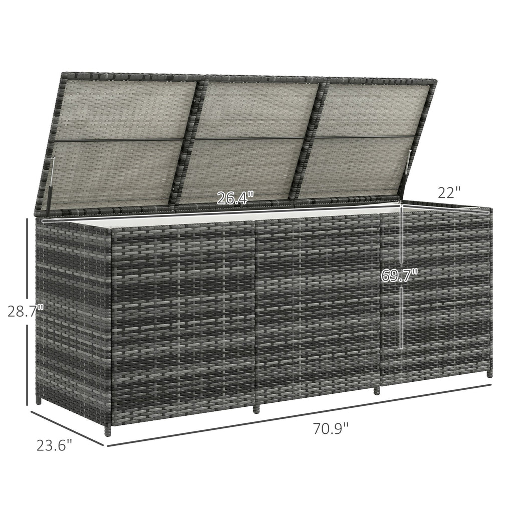175 Gallon Outdoor Storage Box with Inner Liner, PE Rattan Wicker Deck Box with