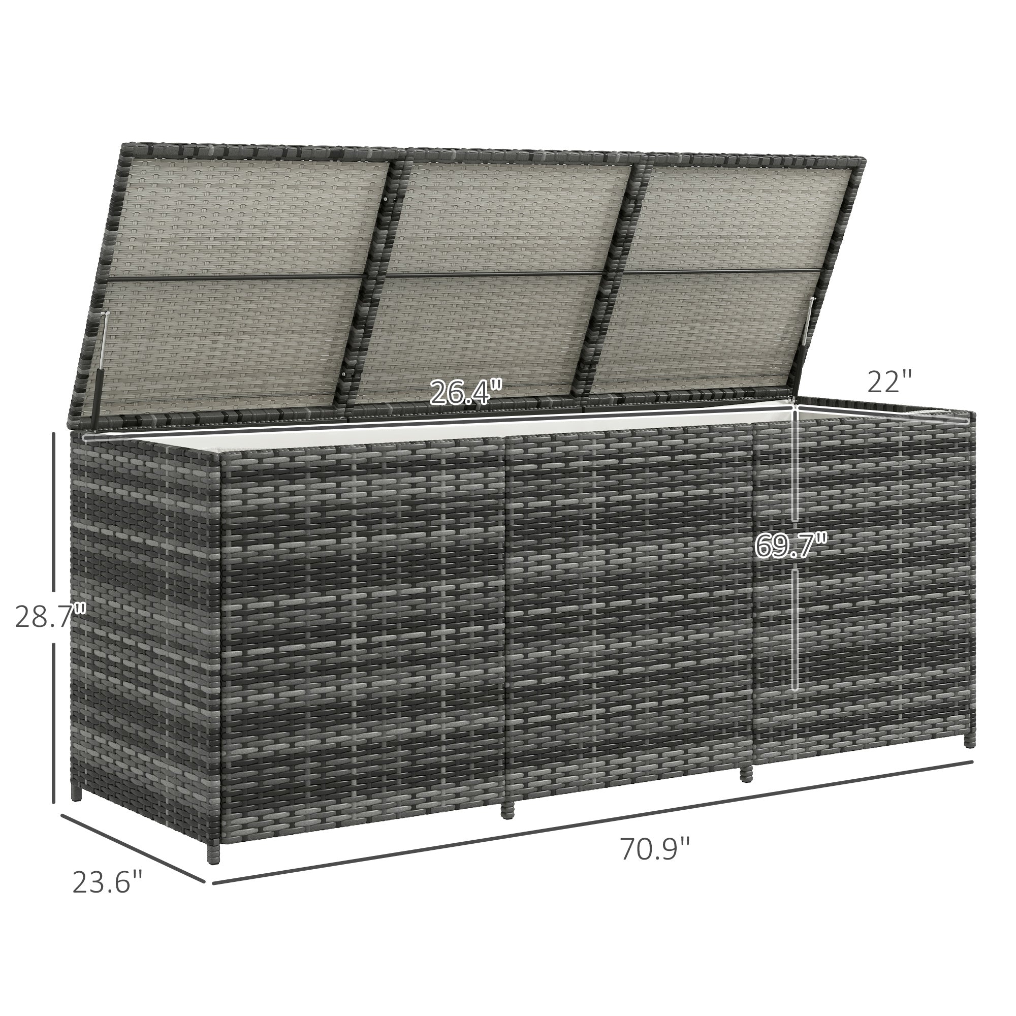 175 Gallon Outdoor Storage Box with Inner Liner, PE Rattan Wicker Deck Box with