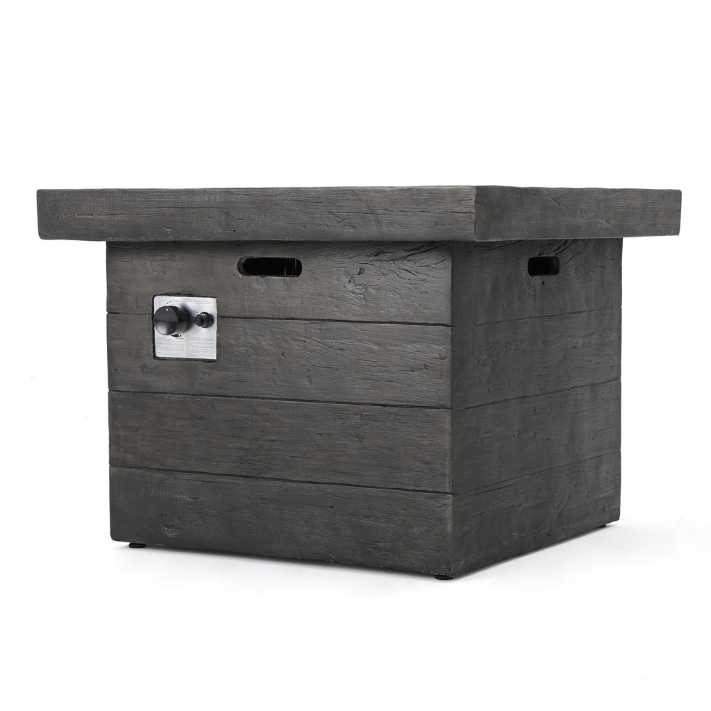 ANCHORAGE 32'' Wood Square MGO Fire Pit Grey - 40,000 BTU