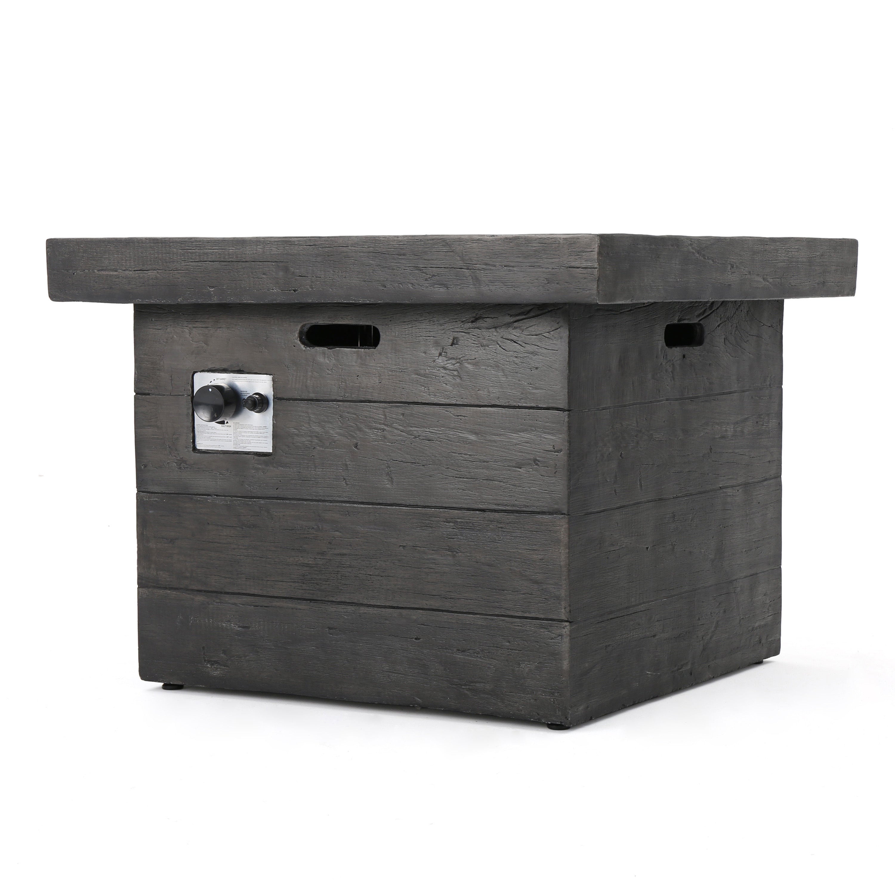 ANCHORAGE 32'' Wood Square MGO Fire Pit Grey - 40,000 BTU