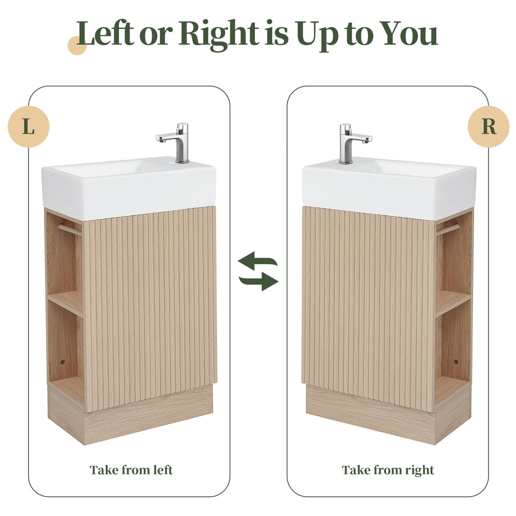 18.6' Bathroom Vanity with Sink, Bathroom Vanity Cabinet with Two-tier Shelf,...