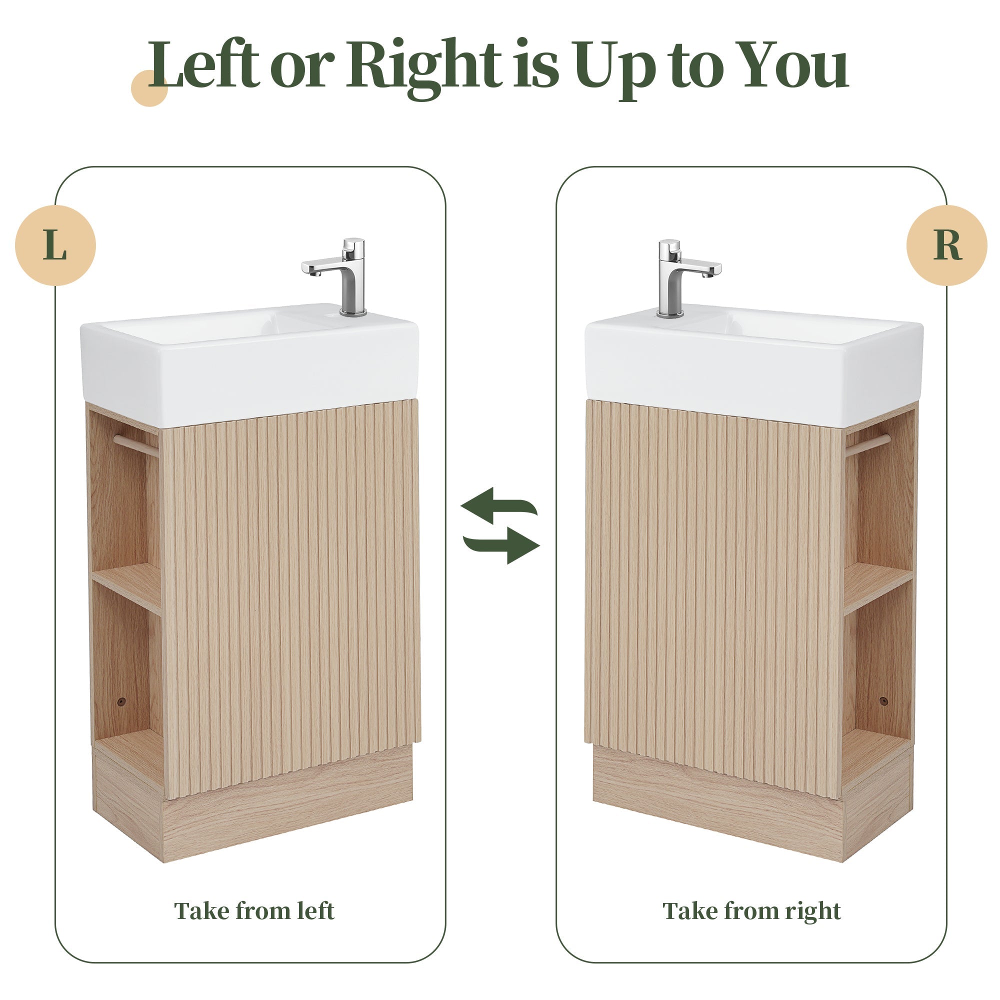 18.6' Bathroom Vanity with Sink, Bathroom Vanity Cabinet with Two-tier Shelf,...