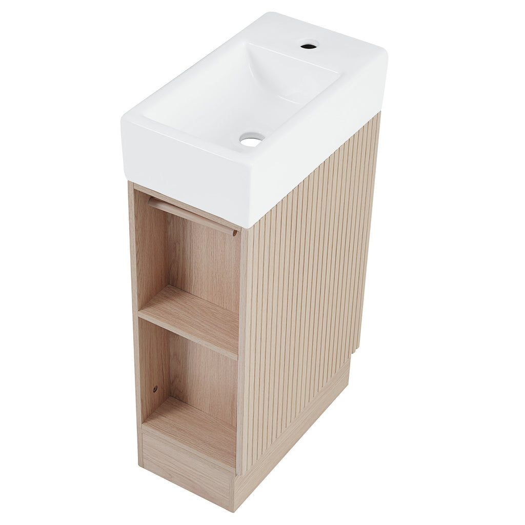 18.6' Bathroom Vanity with Sink, Bathroom Vanity Cabinet with Two-tier Shelf,...