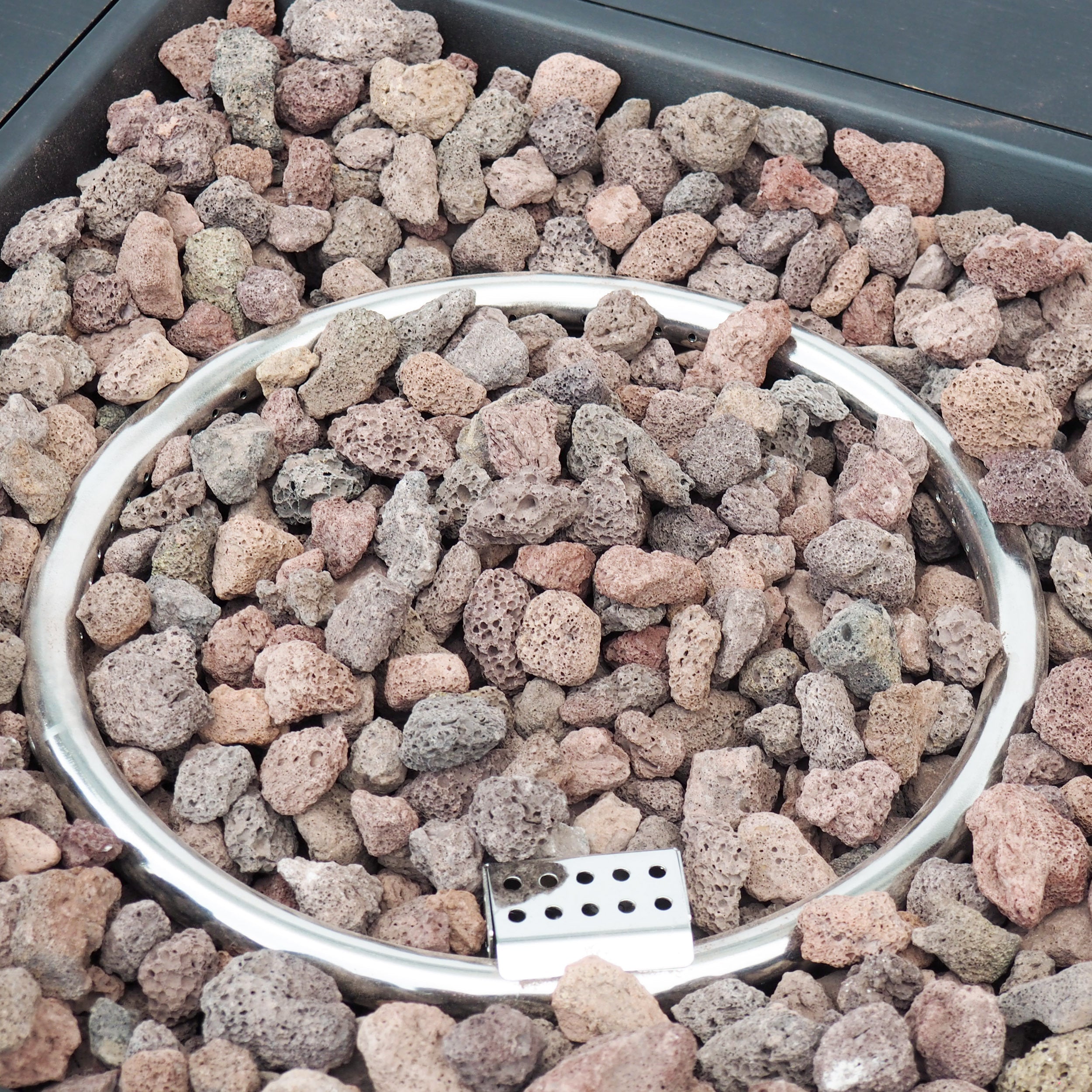Stylish 40' Square Fire Pit in Brown and Gold Iron for Outdoor Warmth