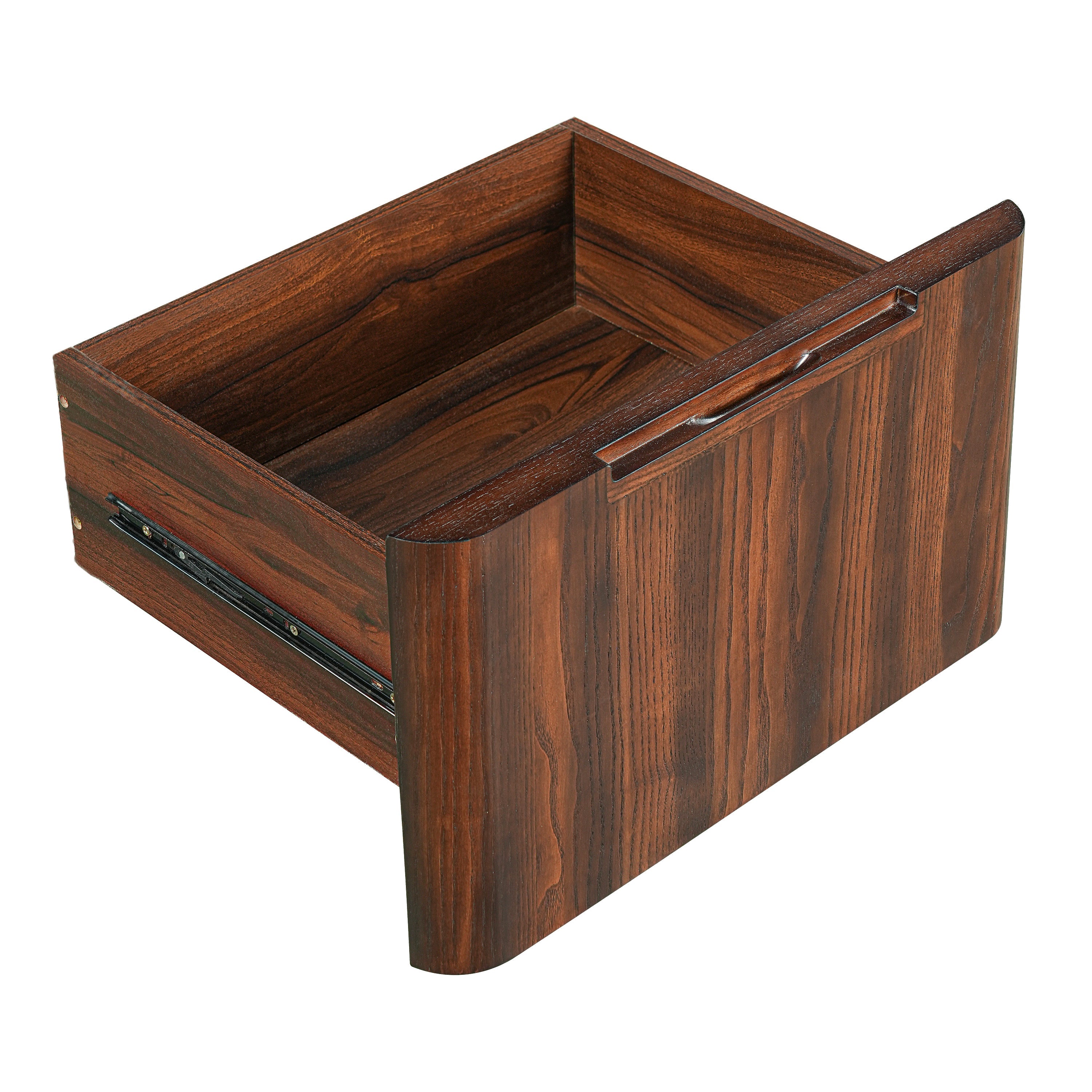90' Modern L Shaped Desk in Walnut with 3 Drawers,360deg Wood Rotating Desk,Exe...