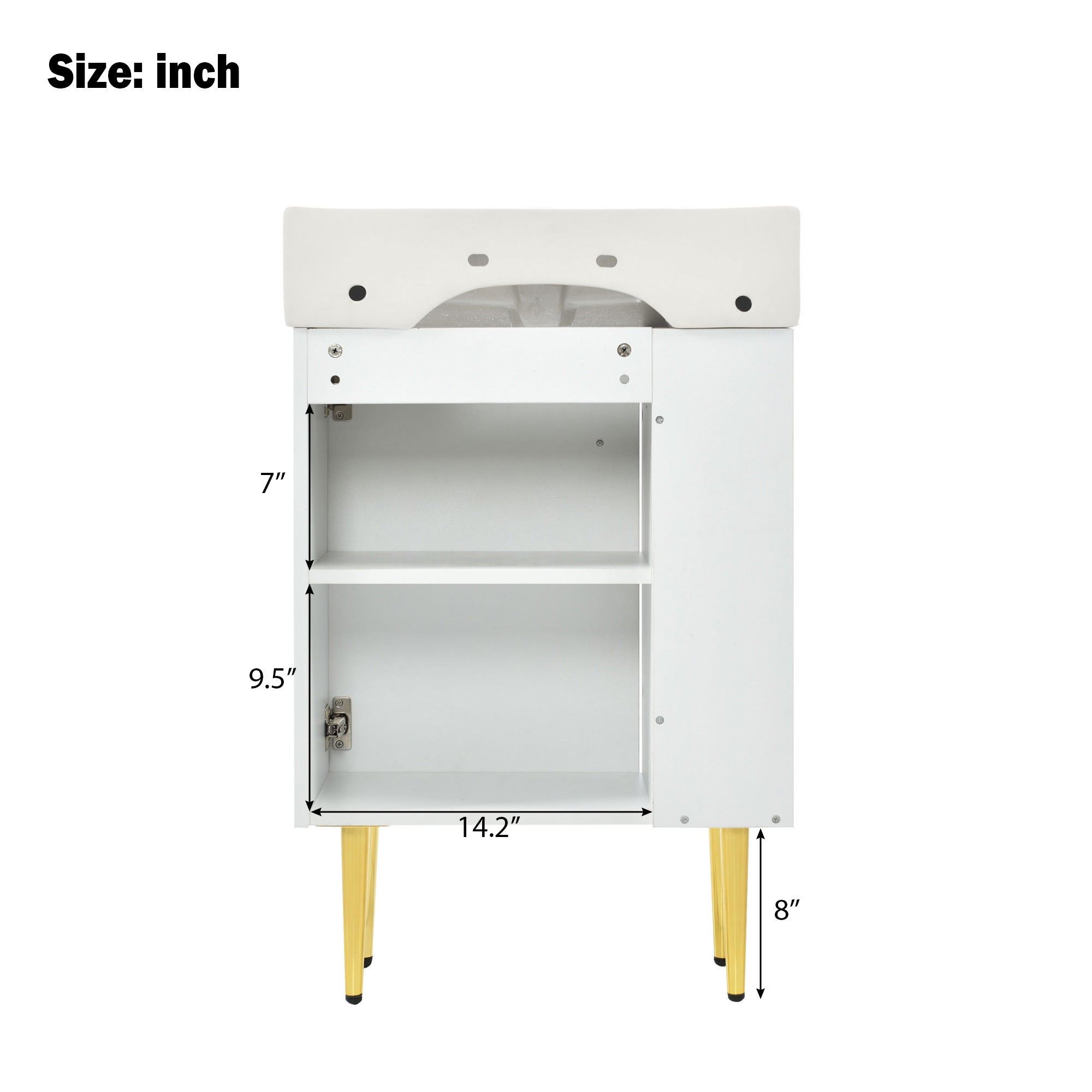 Amelia 21.6' Bathroom Vanity with Storage Cabinet, Single Ceramic Sink and Le...