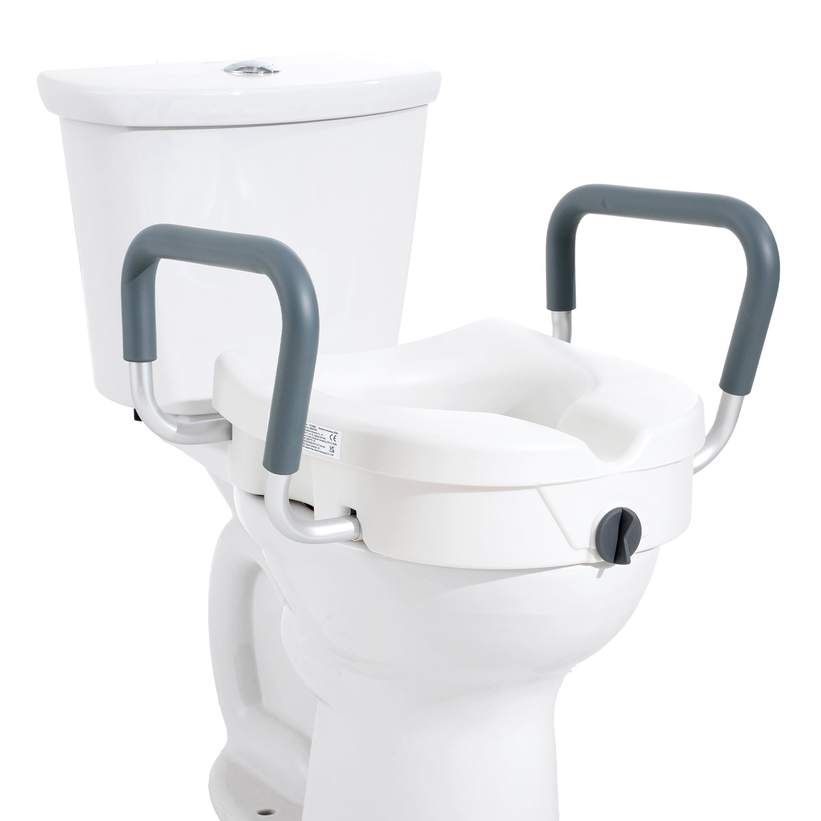Raised Toilet Seat 5 In Height Padded Armrests Adjustable Twist Lock 350 LB