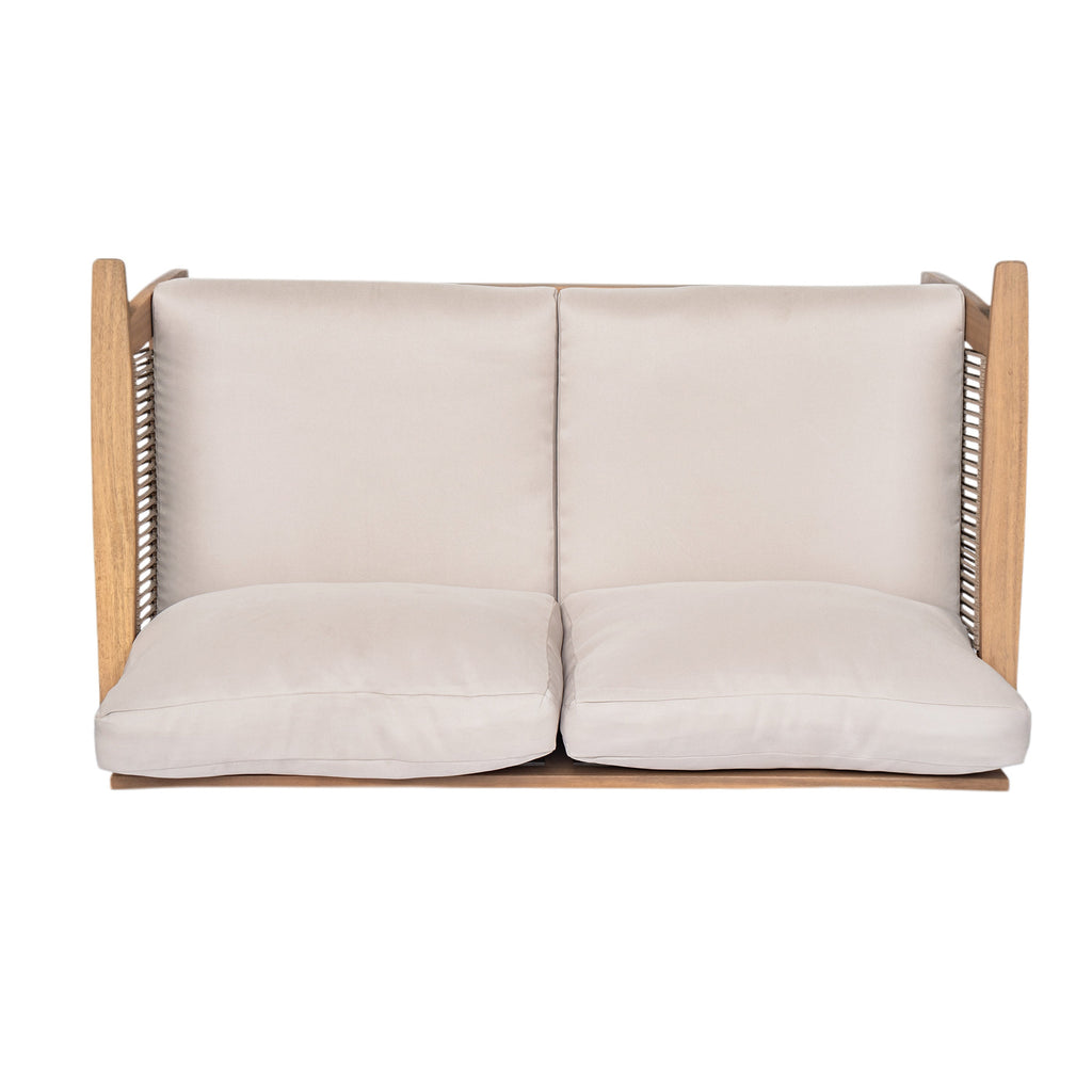 Outdoor Conversation Set 4 Piece Acacia Wood Rope