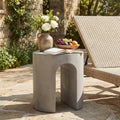 Outdoor Side Table Round Concrete Light Gray U-Shape Base 16in