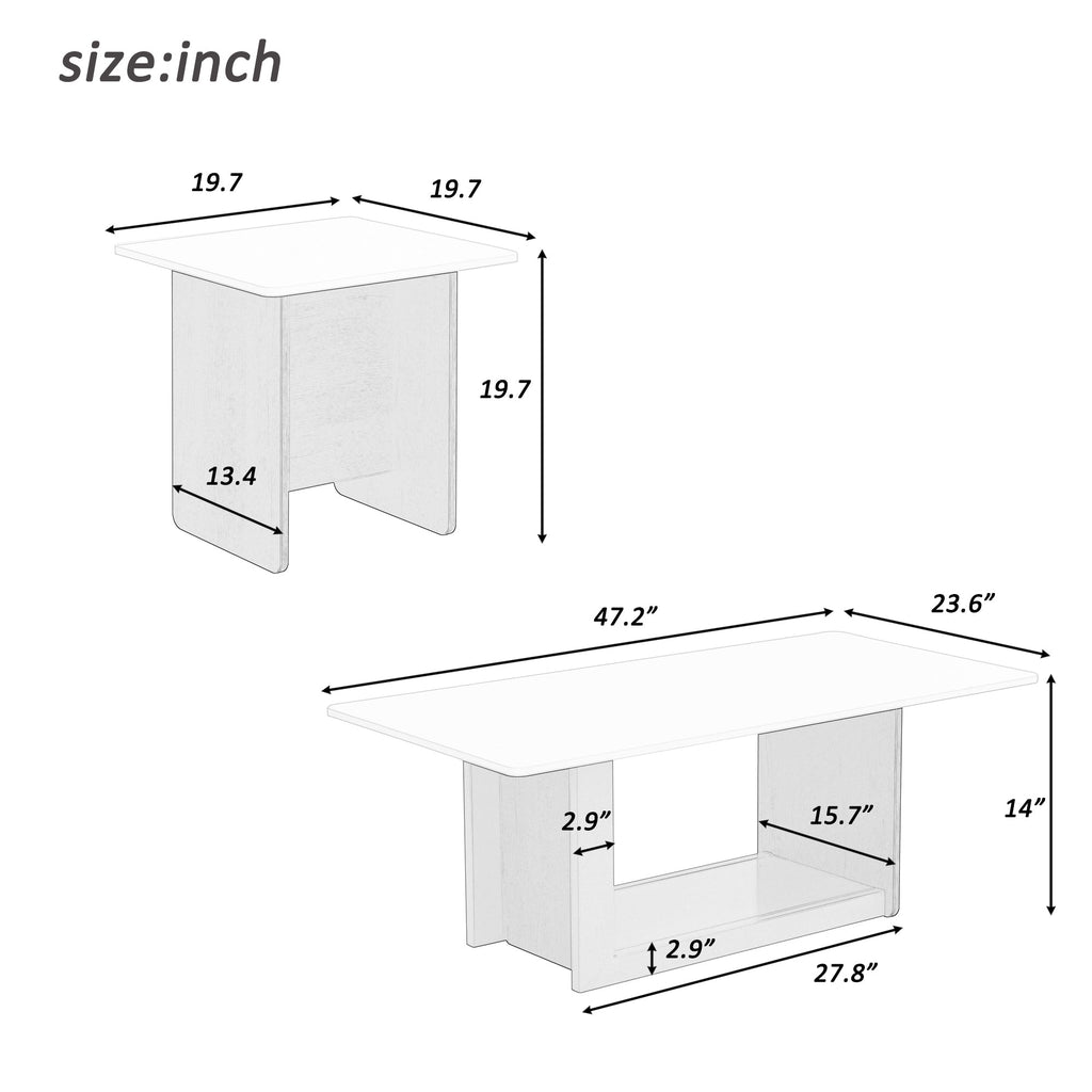 TV Stand and Coffee Table Set 2-Piece White Gold MDF Metal Legs Fits Large TV