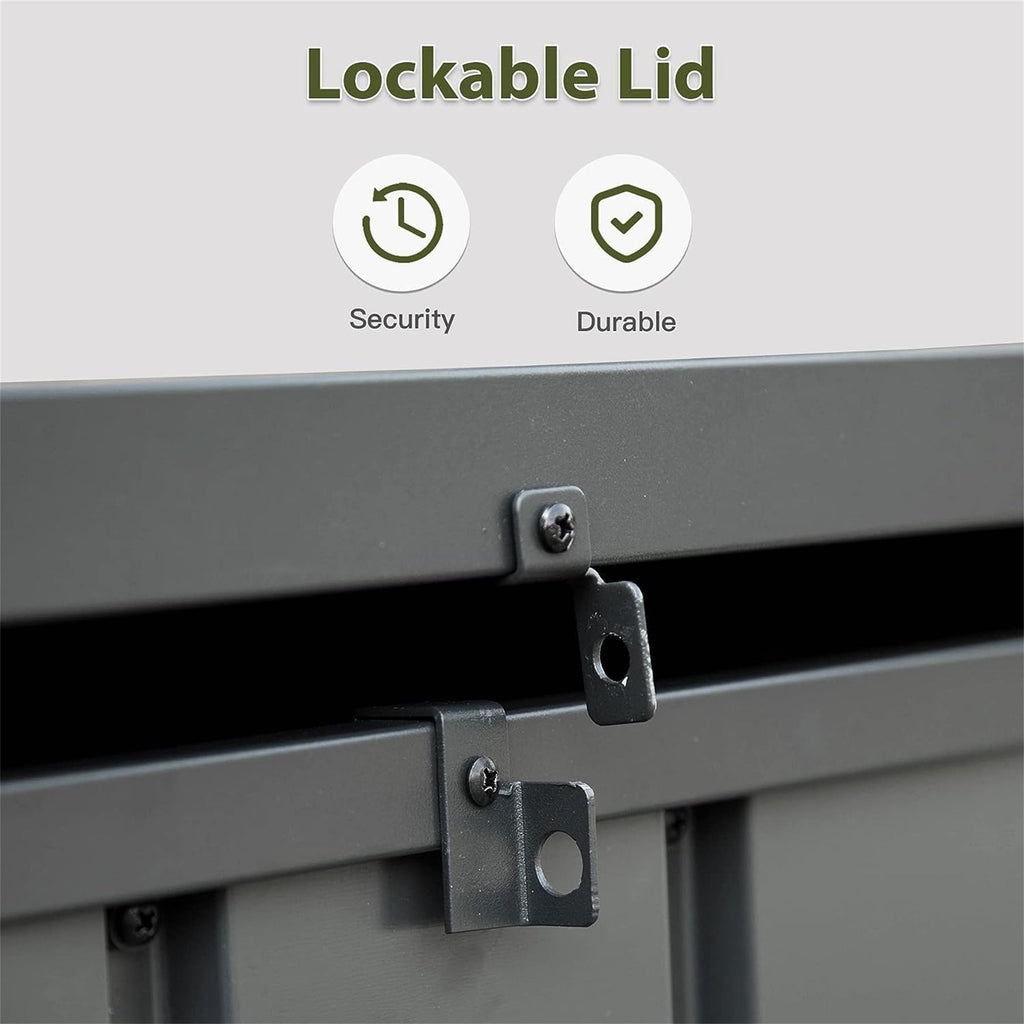 Outdoor Storage Box Steel Dark Gray Lockable 150 Gallon 660 LB Capacity