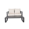 Outdoor Loveseat Set Aluminum Milky White 2 Piece with Coffee Table