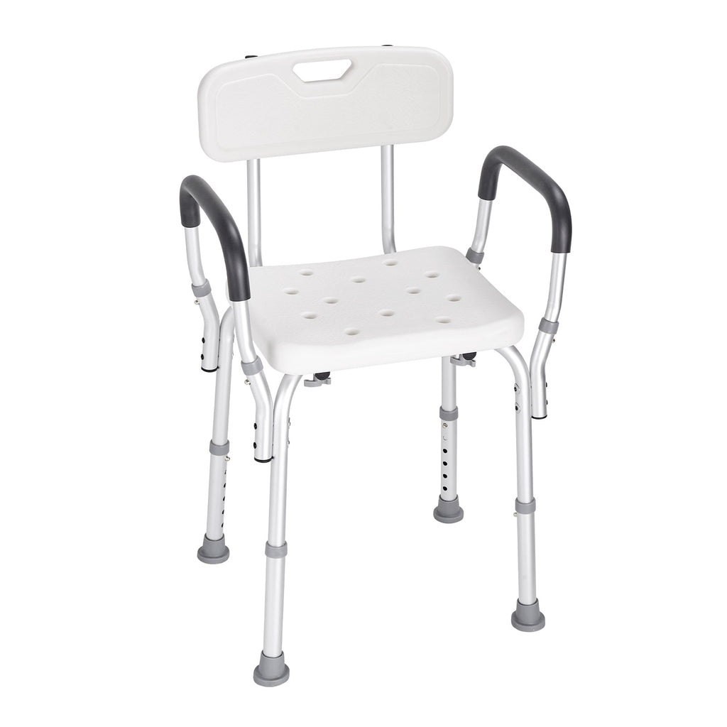 Shower Chair with Backrest Aluminum Adjustable Height Non-Slip 350 LB