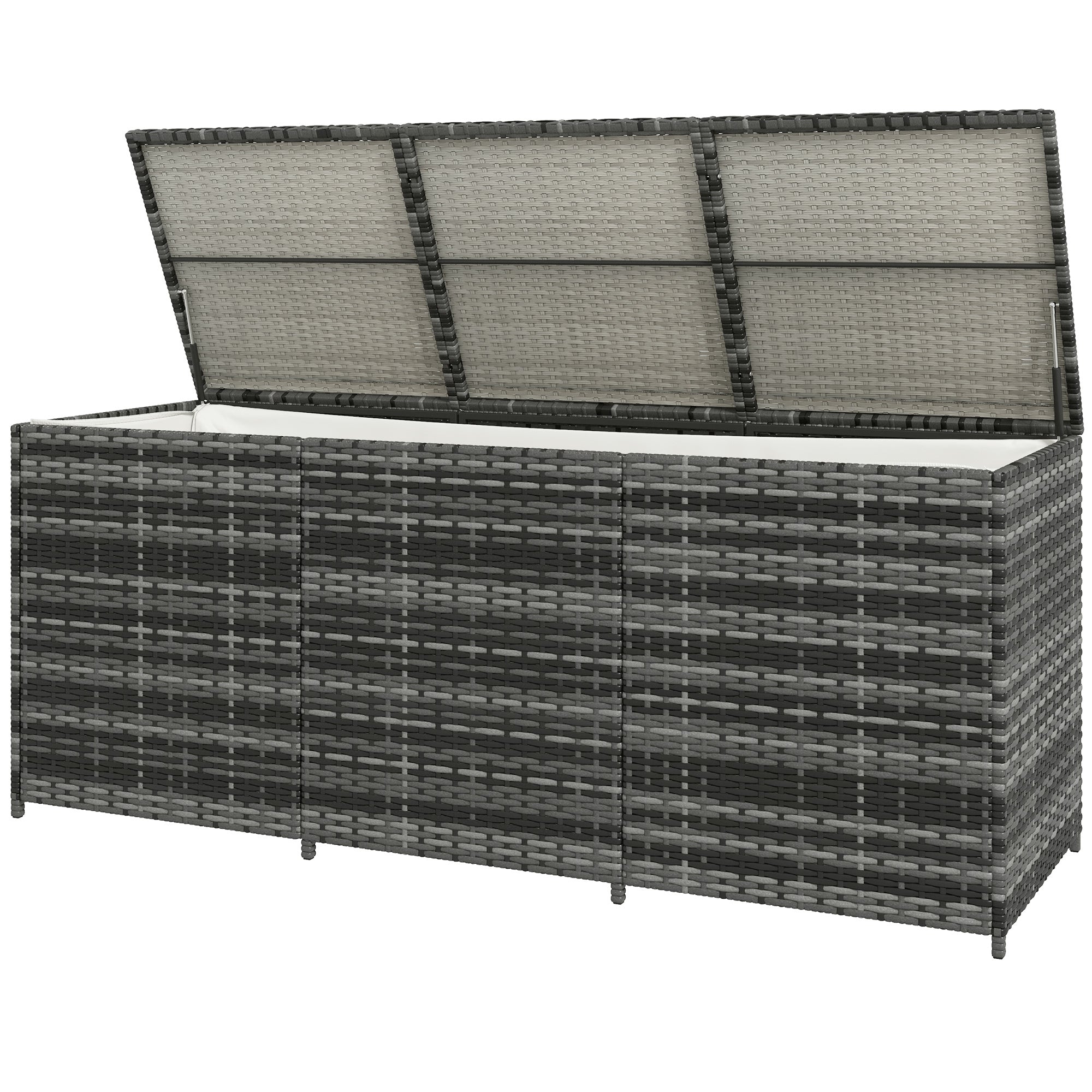 175 Gallon Outdoor Storage Box with Inner Liner, PE Rattan Wicker Deck Box with
