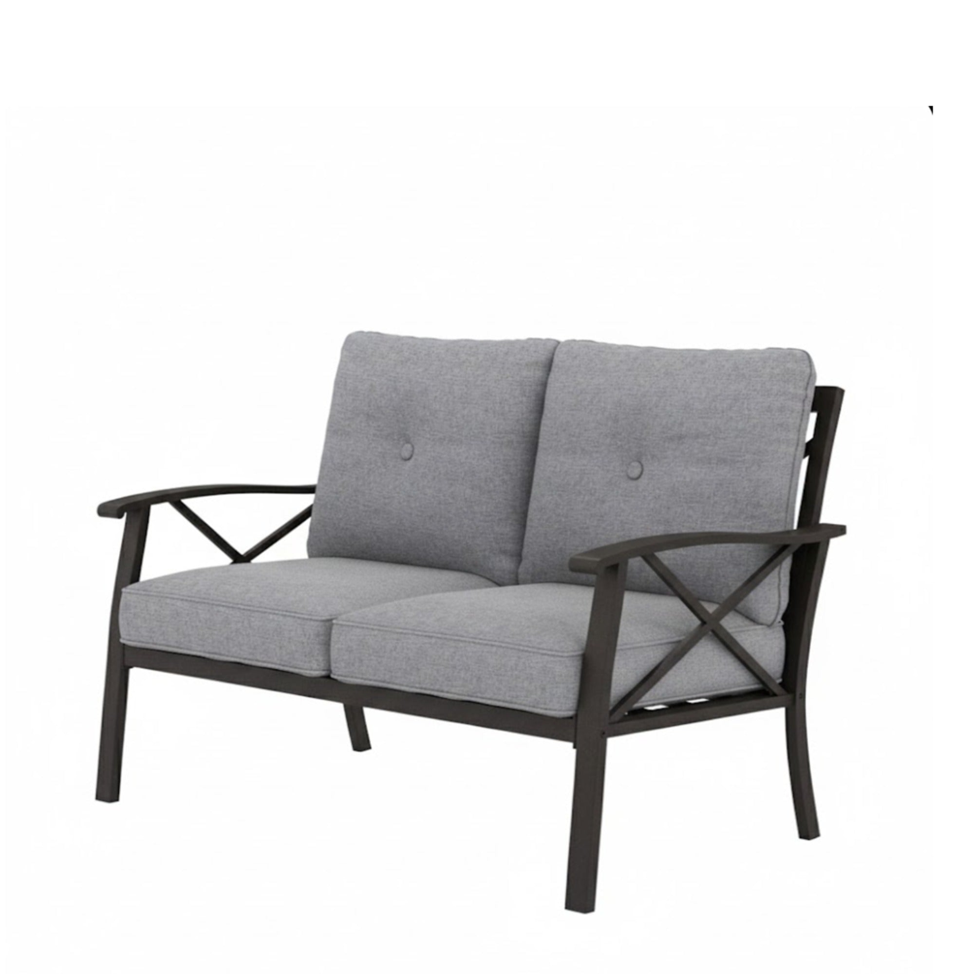 5 Piece Outdoor Patio Set Steel Seats 7 Gray