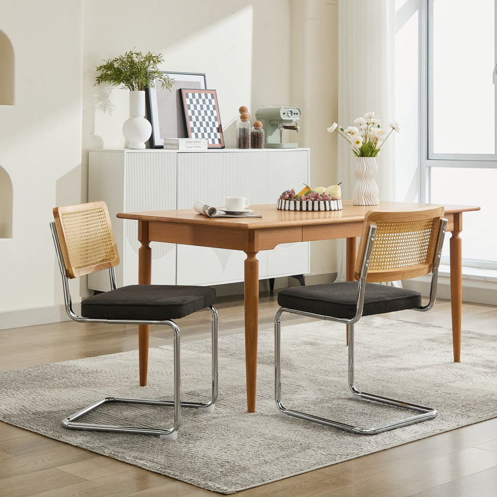 Mid Century Modern Dining Chairs Set of 2, Velvet Accent Chairs with Natural