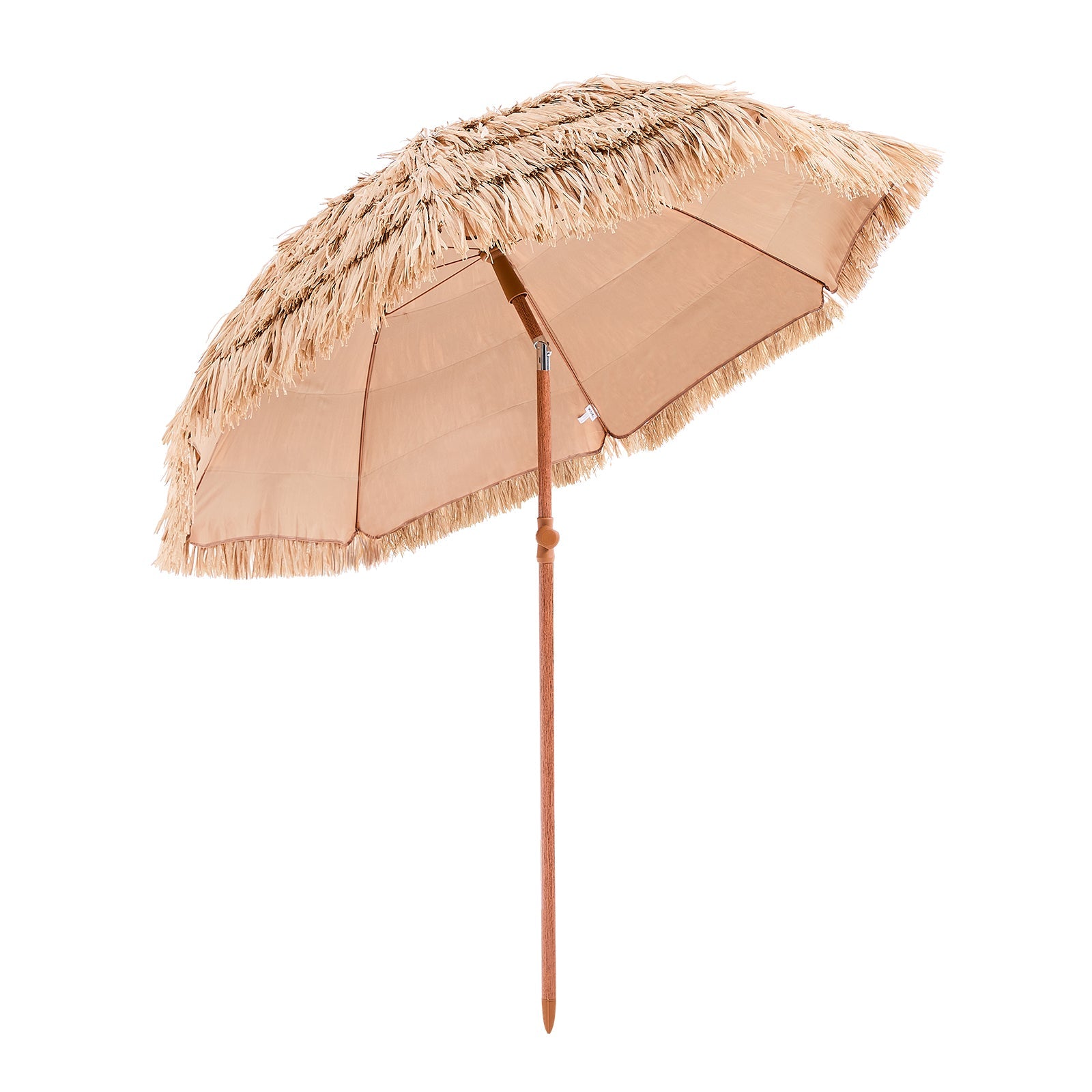 Patio Umbrella Tiki Thatched 6 Ft Tilt 30 Degree 8-Rib Polyester Poolside