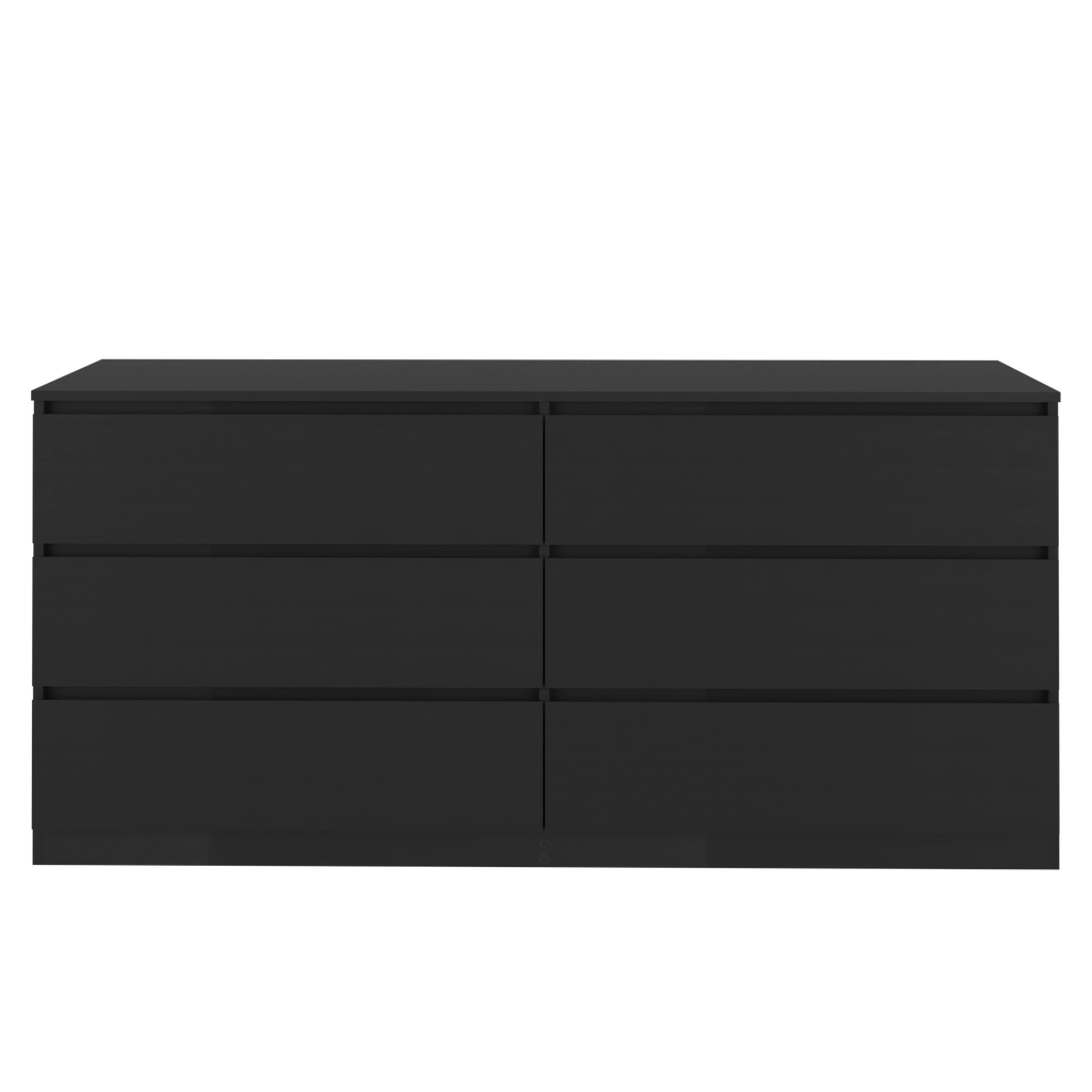 Dresser Minimalist 6-Drawer Wenge Particle Board Melamine Metal Legs 60.4 In