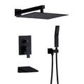 Matte Black All Metal Tub Shower Faucet Set with 12in Rain Shower Head, Wall