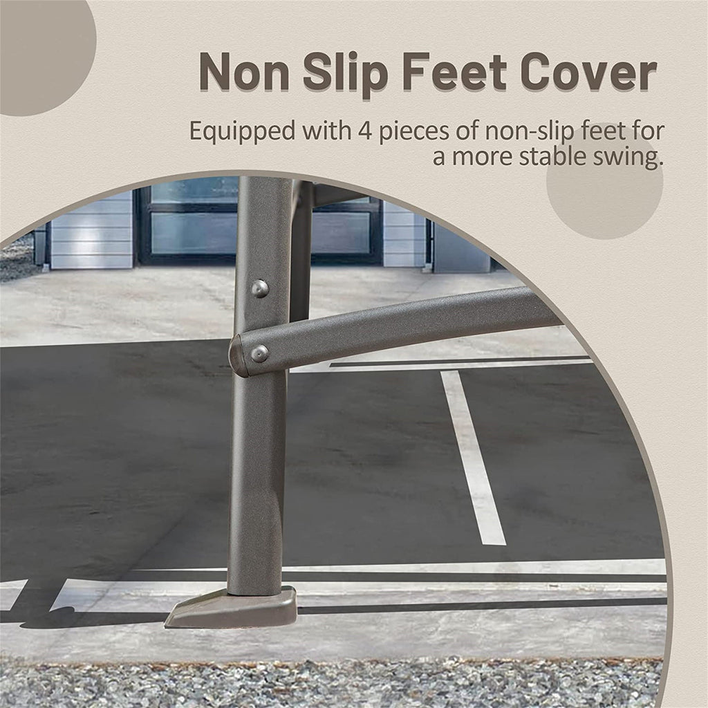 Outdoor Porch Swing 3-Seat Steel Textilene Dark Brown Canopy 73x52 In 970 LB