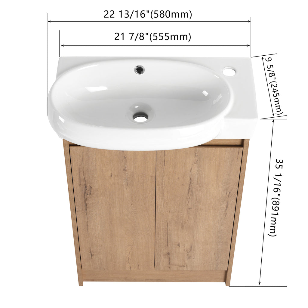 23' Freestanding Bathroom Vanity with Sink, Soft Close Doors