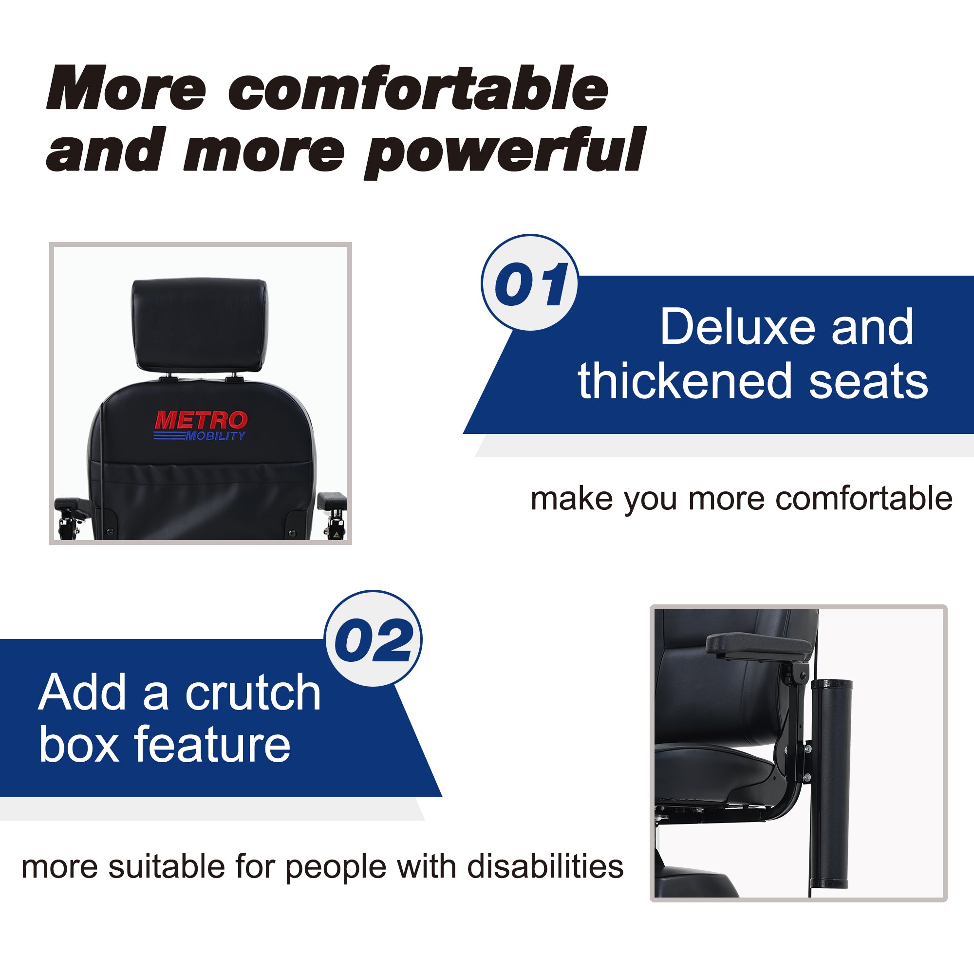 Mobility Scooter 4-Wheel Metal Blue 16 Mile USB 360 Swivel Seat Anti-Tip