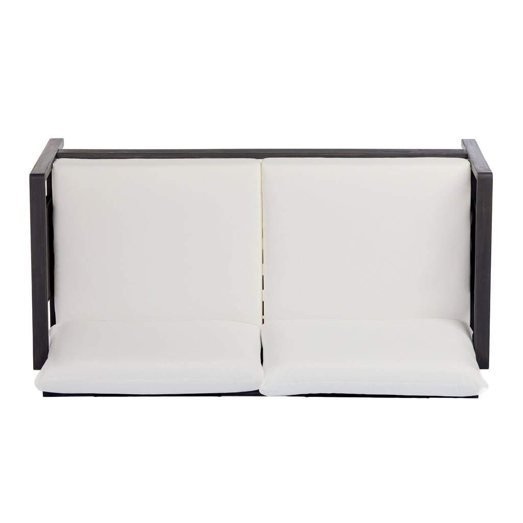Outdoor Sofa Set Acacia Wood Textilene 4 Piece Gray White Seats 4