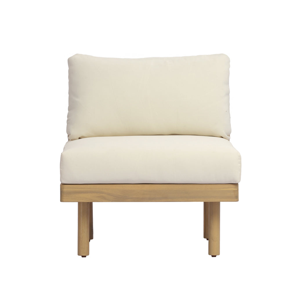 Outdoor Sectional Set Acacia Wood Rope L-Shape Beige 6 Piece