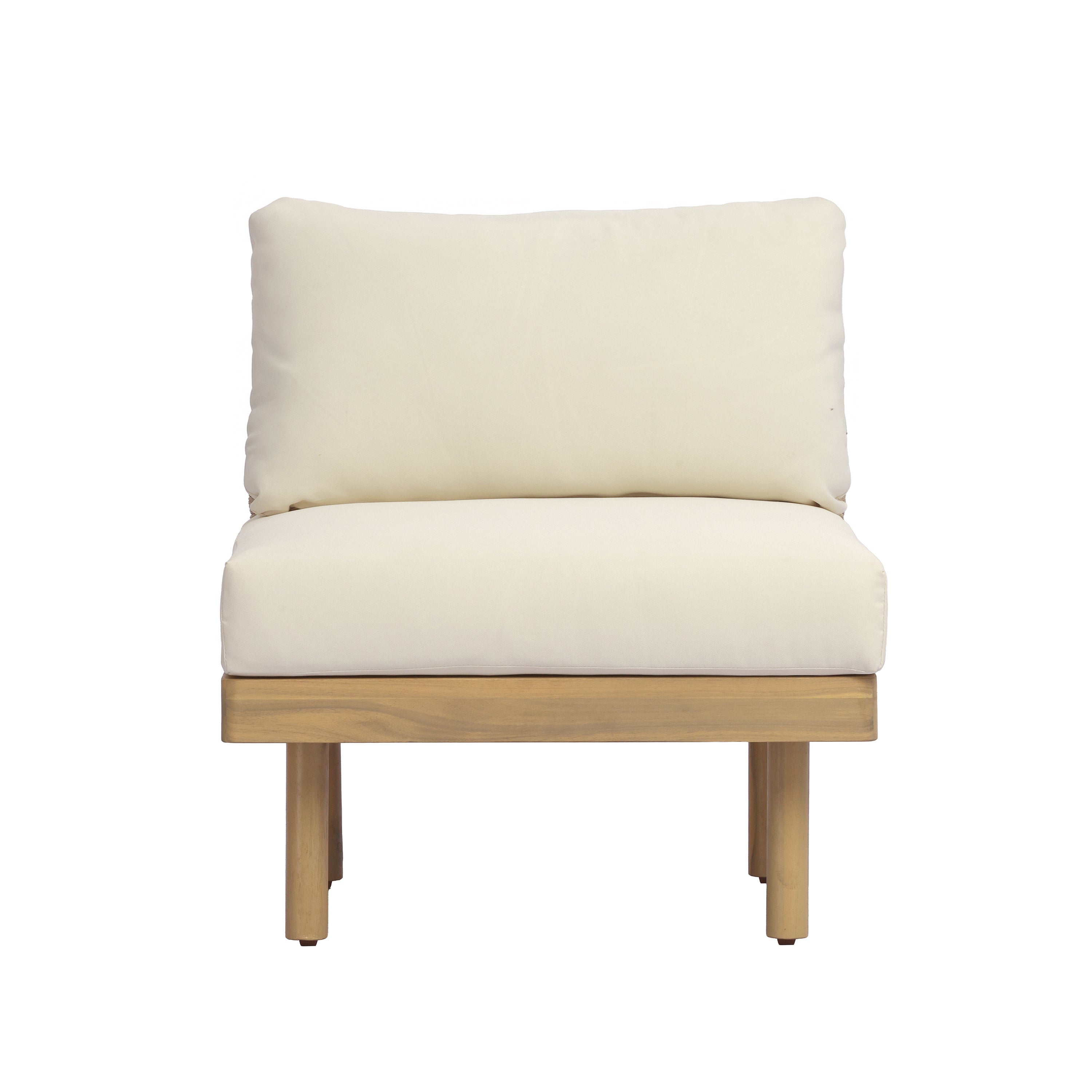 Outdoor Sectional Set Acacia Wood Rope L-Shape Beige 6 Piece