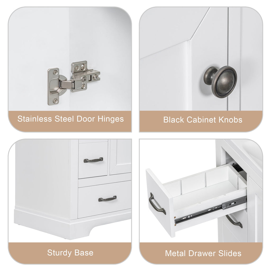 36' Bathroom Vanity with Sink Combo, Six Drawers, Multi-Functional Drawer Div...