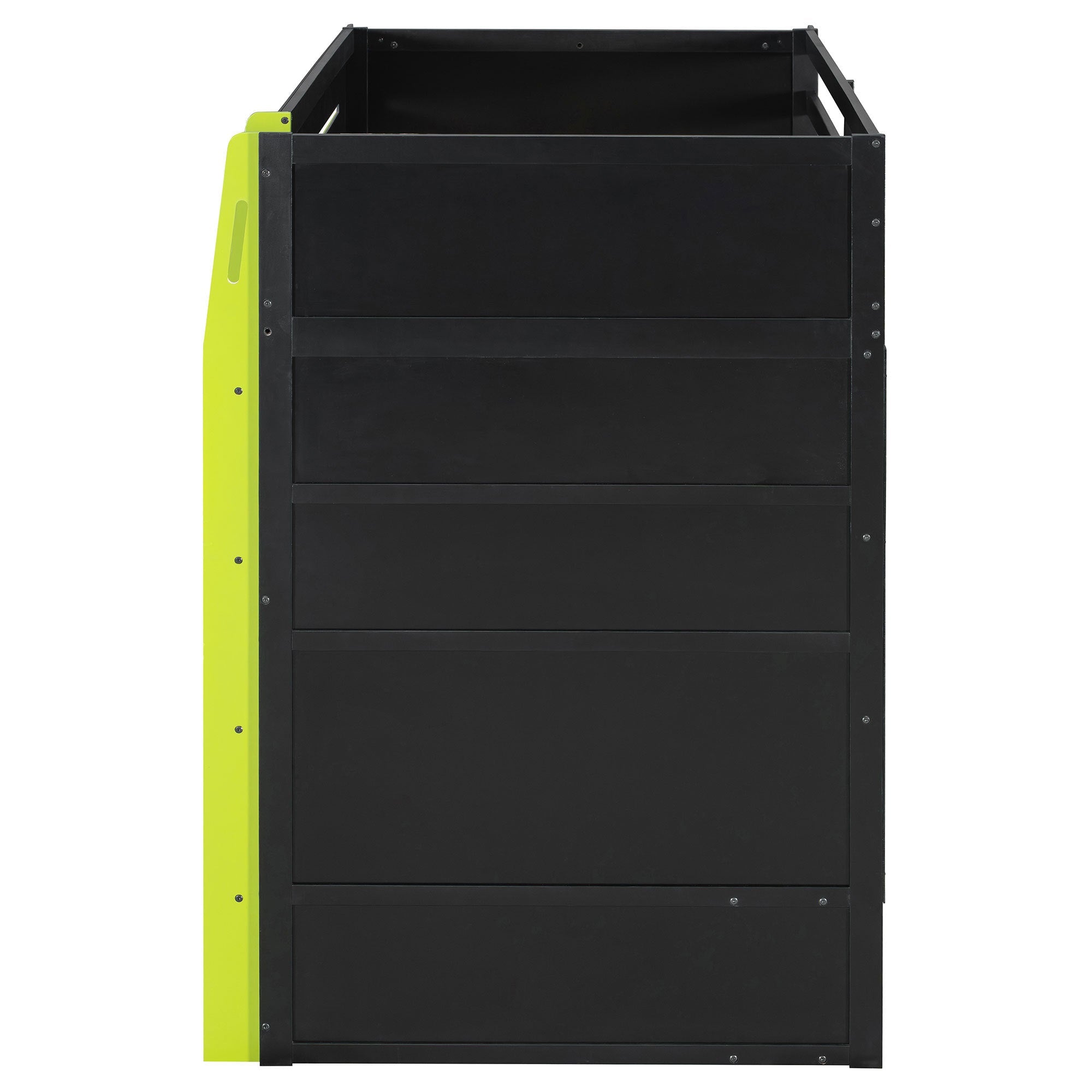 Twin Size Wood Loft Bed with Desk, Multi-storage Shelves and RGB Light, Green