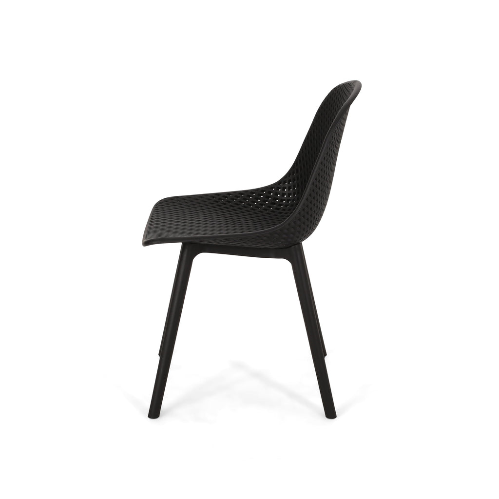 Accent Chair Minimalist Polypropylene Black Perforated Diamond Mesh 18.5x22 In