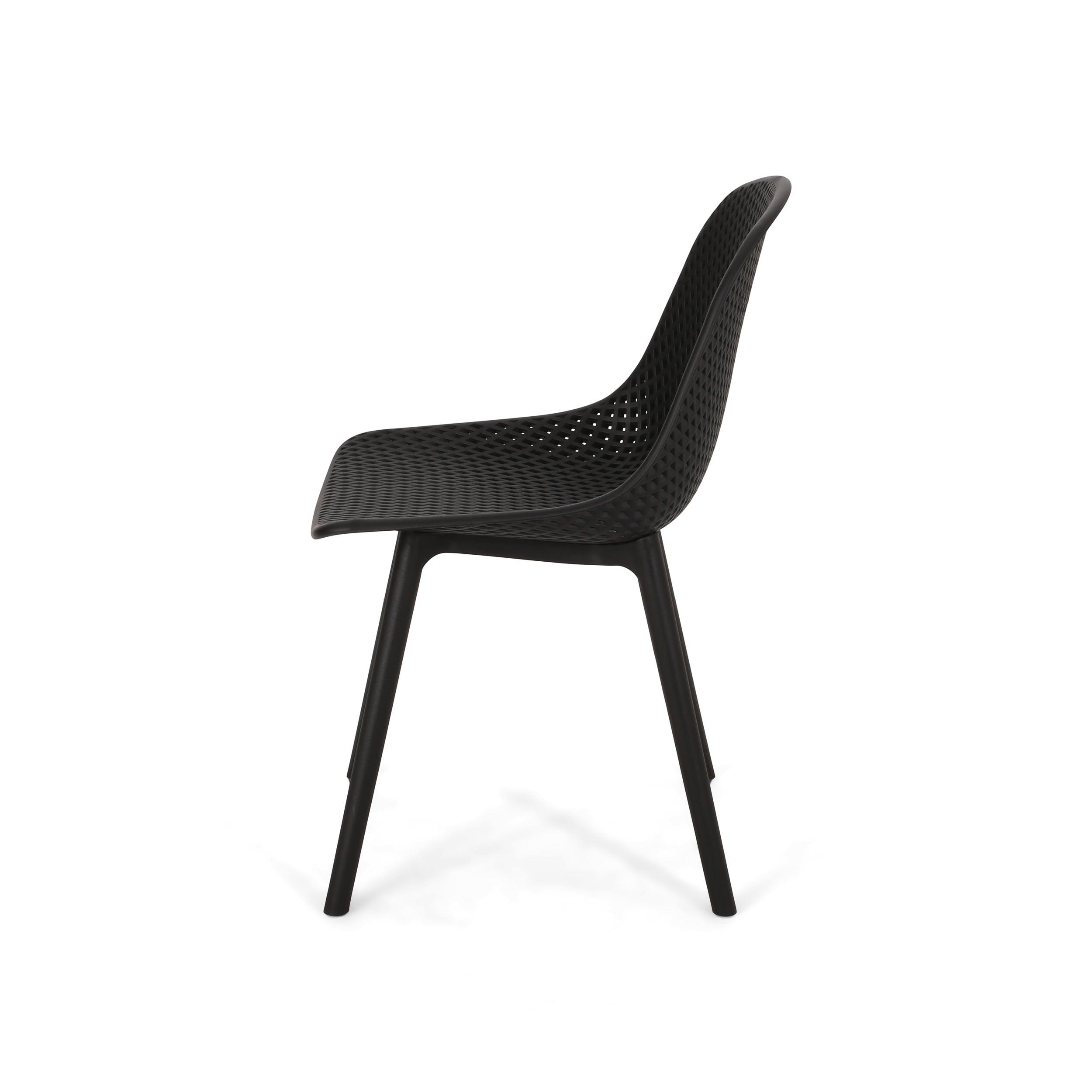 Accent Chair Minimalist Polypropylene Black Perforated Diamond Mesh 18.5x22 In