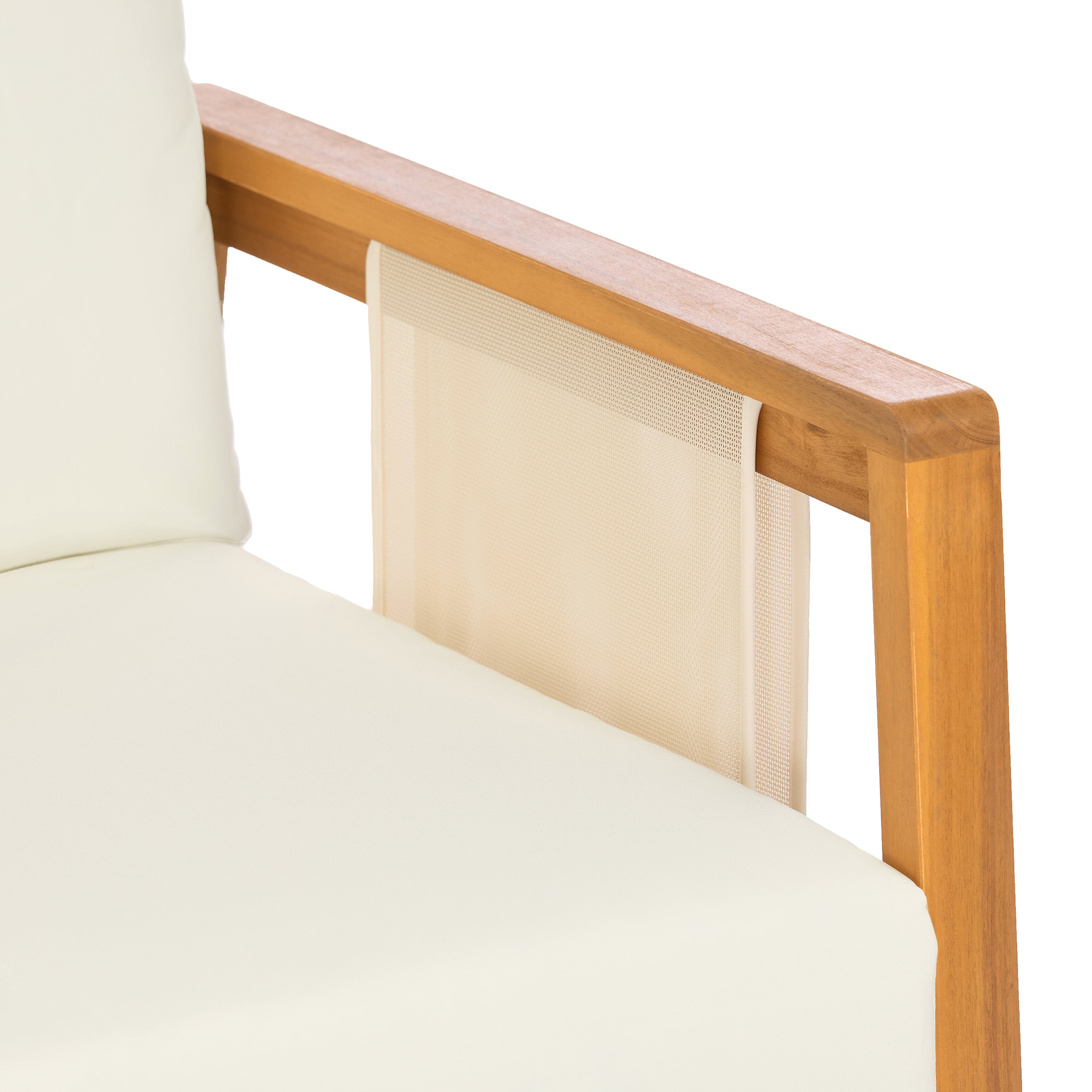 Outdoor Sofa Set Acacia Wood Textilene Teak Beige 4 Piece Seats 4