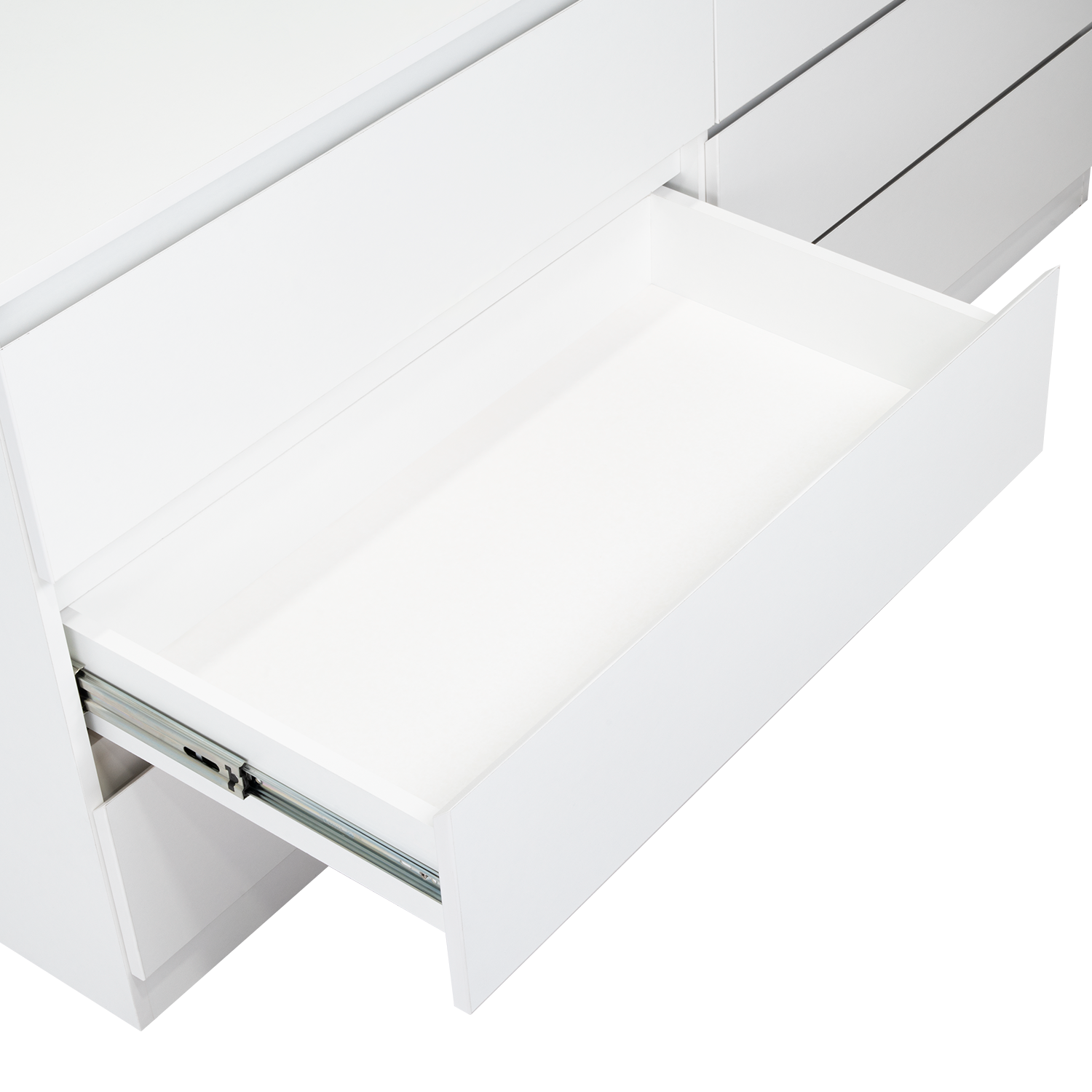 Dresser Minimalist Set of 2 6-Drawer White Particle Board Metal Legs 60.4 In